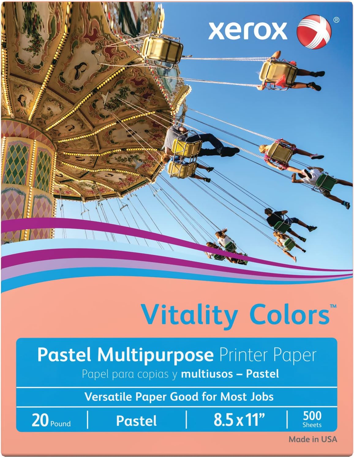 Xerox® Vitality Colors™ Multi-Use Printer & Copy Paper, 1 Ream, Salmon, Letter (8.5" x 11"), 500 Sheets Per Ream, 20 Lb,