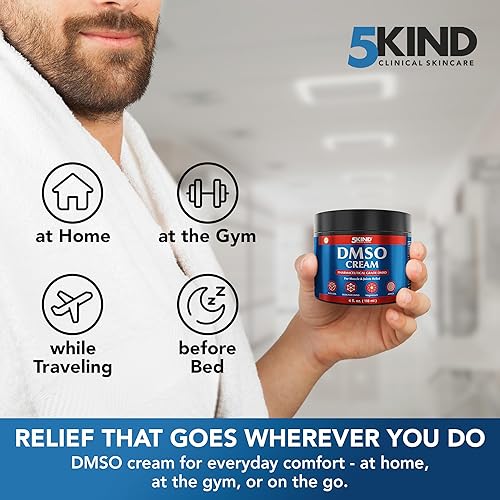 Miniatura 8 de 5Kind DMSO Crema para aliviar el dolor, 4 onzas líquidas, 99.9% DMSO puro grado farmacéutico, aloe vera, magnesio, árnica y mentol, alivio tópico