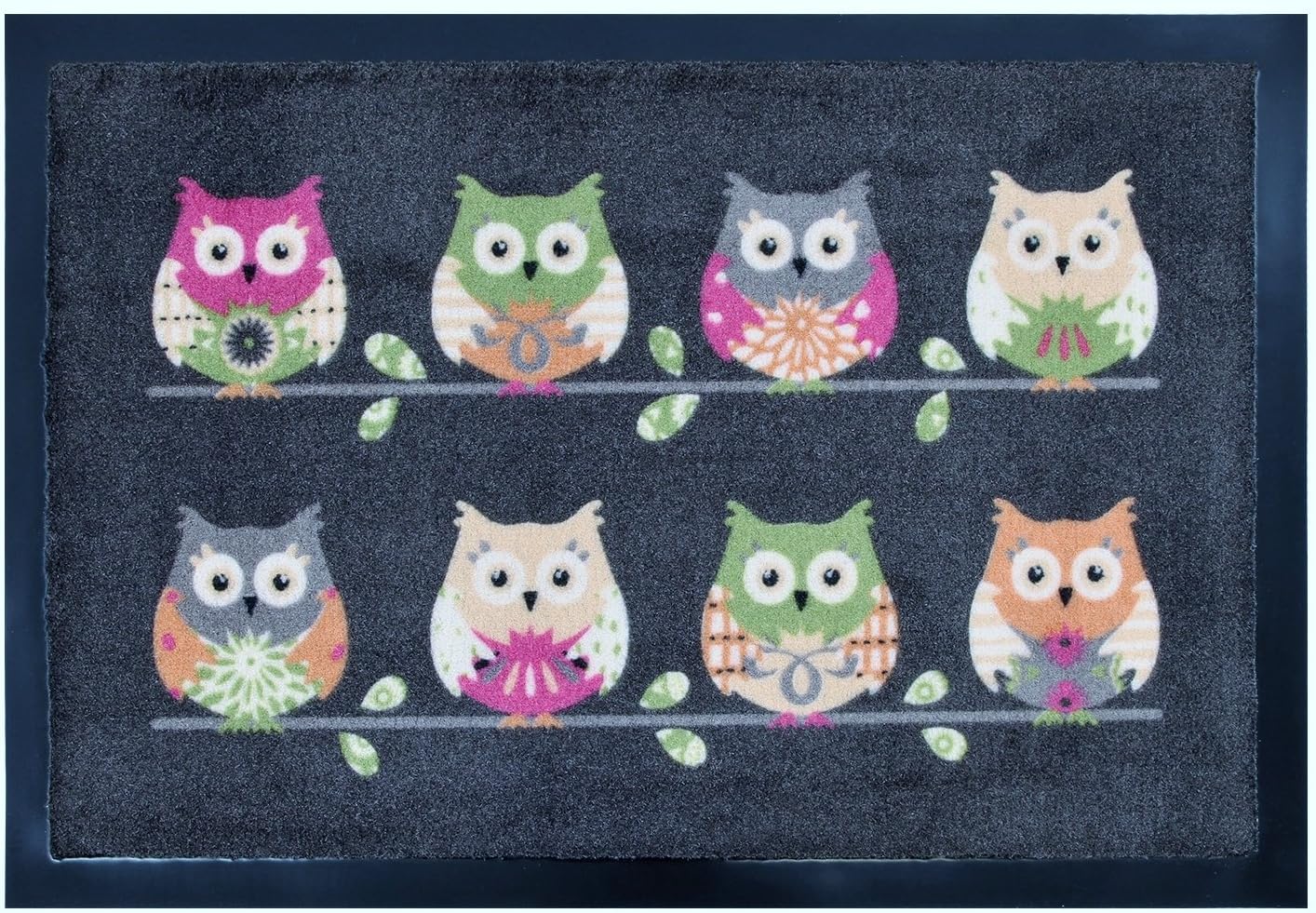 Trendstern Doormat Dirt Mat with Owl Design Grey 40 x