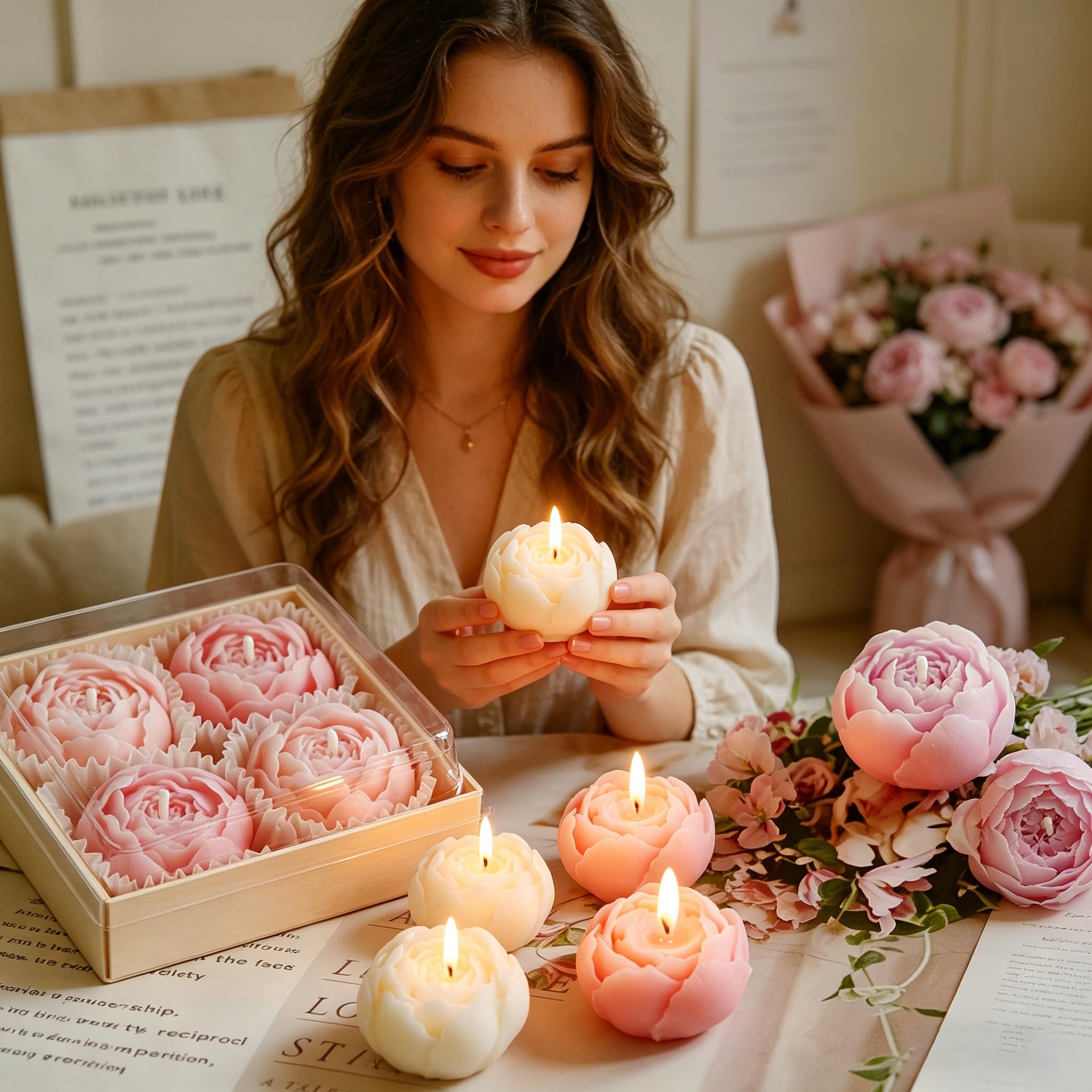 20 Stück Rose Duftkerzen für Valentinstag, Muttertag, Hochzeitstag, Brautparty und Geburtstagsgeschenk, 5 Düfte