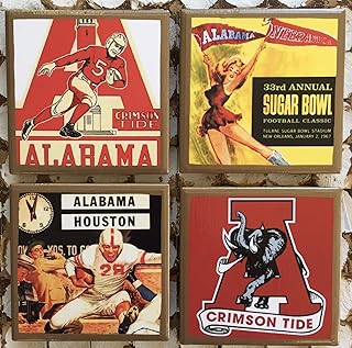 I heart Alabama Football throwback program cover coasters with gold trim