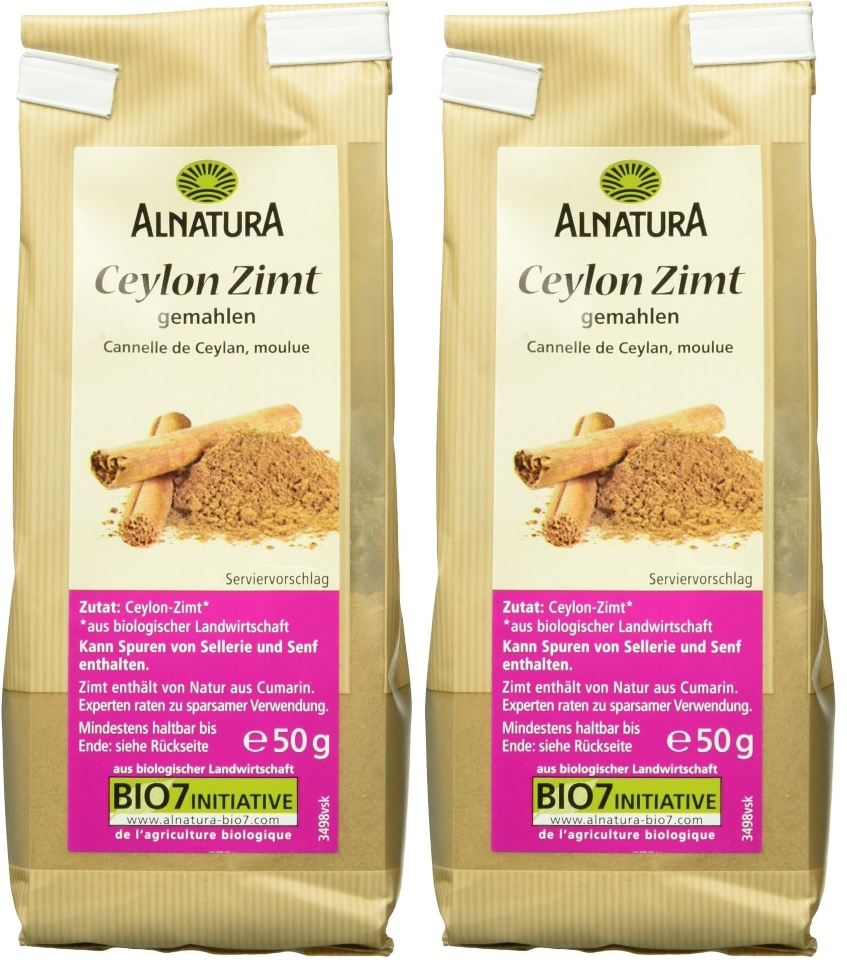 Alnatura Bio Ceylond Zimt gemahlen, 50g (Packung mit 2)