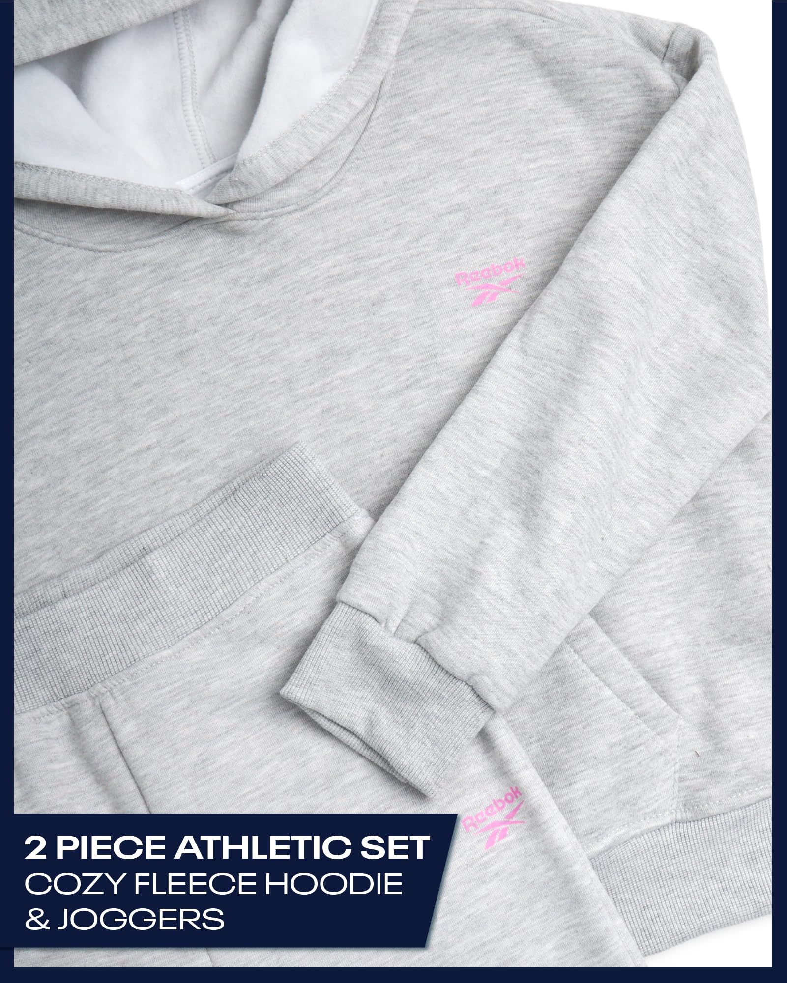 Reebok set da jogging 2 pezzi con felpa con per ragazze cappuccio e pantaloni sportivi