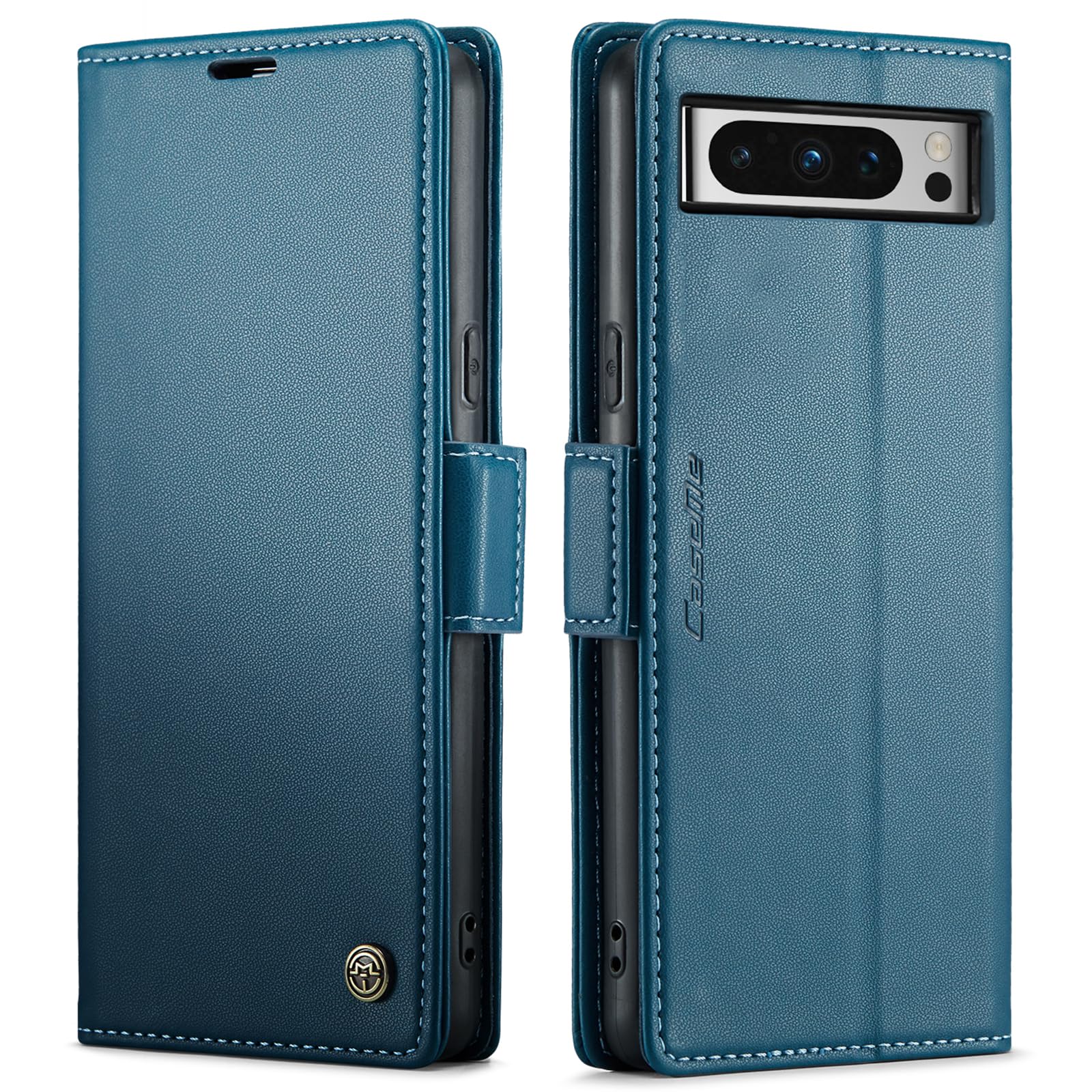 QLTYPRI Google Pixel 10 / 10 Pro 用 ケース 手帳型 ピクセル10 / 10 Pro 用 手帳型ケース PUレザー カード収納 スマグネット式 財布型 耐衝撃 全面保護 スマホケース スタンド機能付き ワイヤレス充電対応 ストラップホール付き (ブルー)