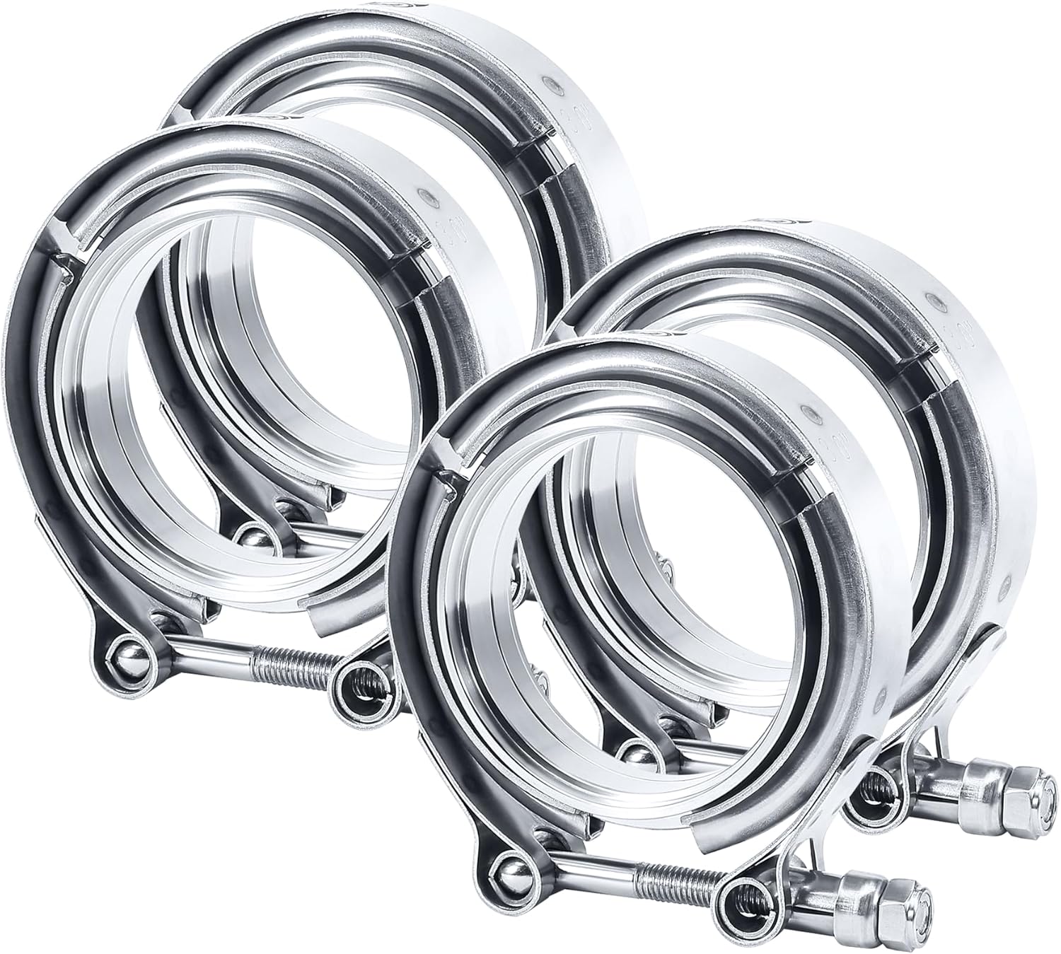 EVIL ENERGY 3 Inch V-Band Clamp with Male Female Stainless Steel Flanges - 2 Pack for Exhaust Turbo Downpipe