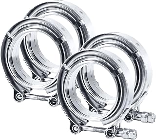 EVIL ENERGY 3 Inch V-Band Clamp with Male Female Stainless Steel Flanges - 2 Pack for Exhaust Turbo Downpipe