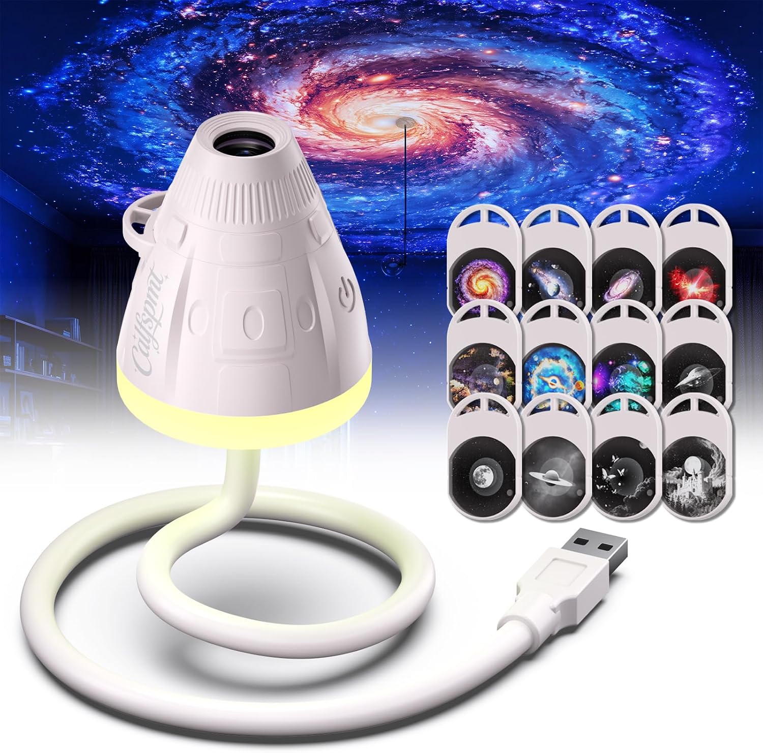 2027 Galaxy Projector Night Light for Bedroom,USB Portable HD Smart Dynamic