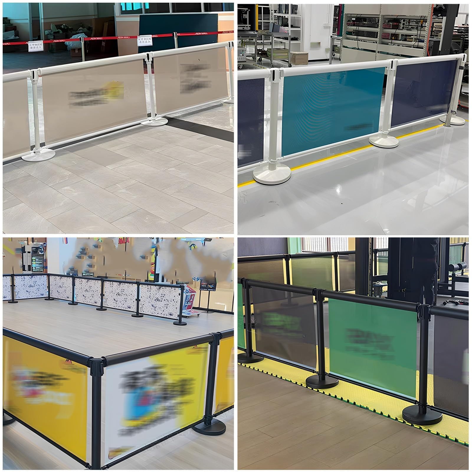 Postes de señalización retráctiles para carteles de advertencia, barreras de control de multitudes con publicidad, capacidad para carteles de 120 × 75 cm, diseño enrollable, barreras con vallas