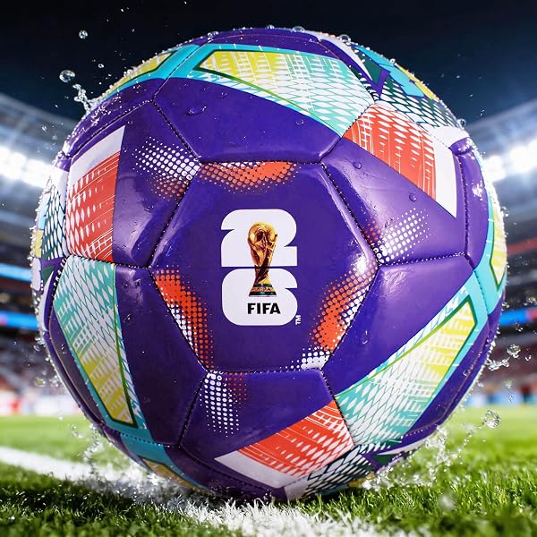Hy-Pro Officially Licensed FWC26 Size 5 Football - Training Ball with Trophy Design & Host Nations Graphics, Football Gifts for Boys - FIFA World Cup 2026 Design - 5