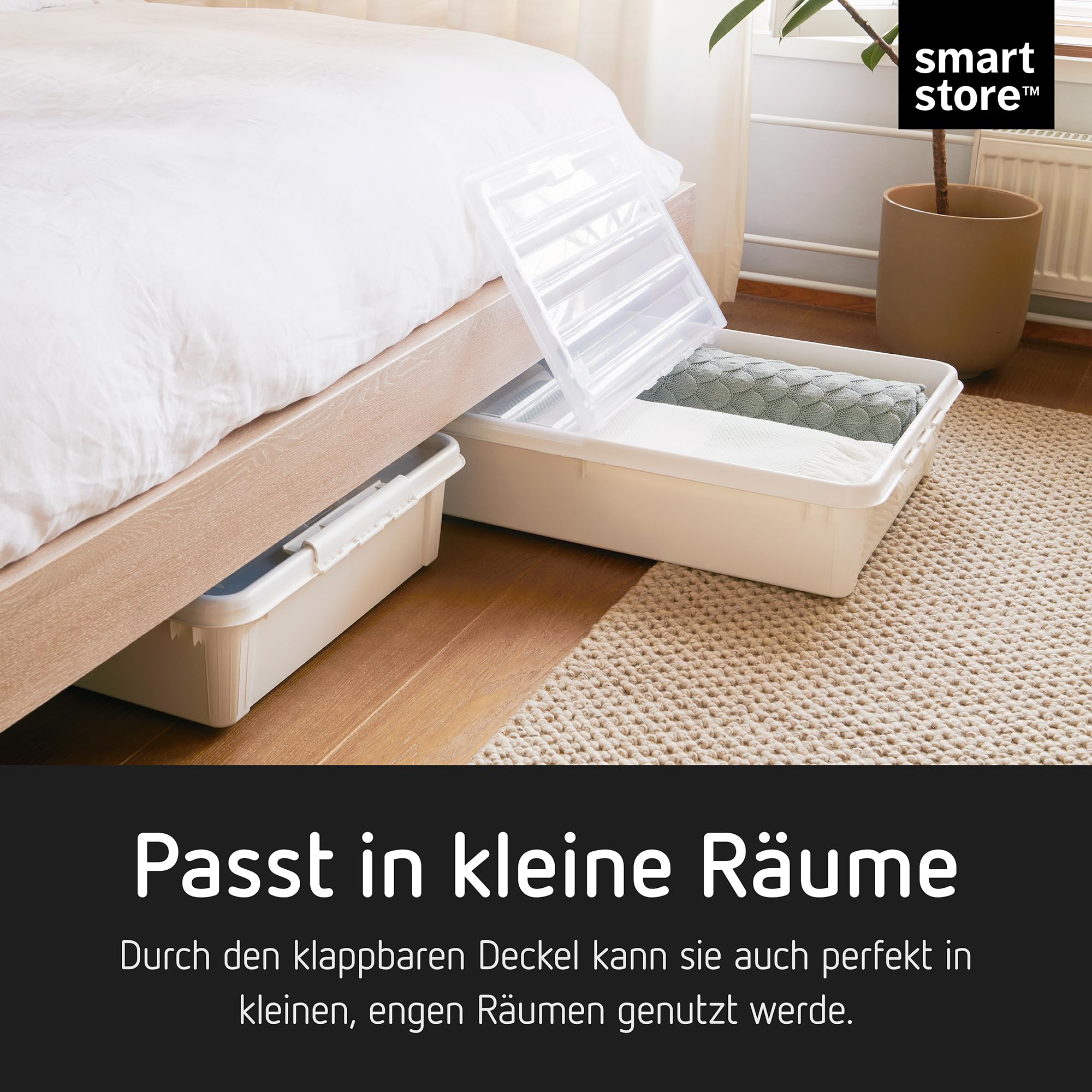 SmartStore Underbed Storage Box with Lid 60 L - Plastic Boxes with Clip Lock Reinforced Large Transparent Lid - Plastic - 79 x 59 x 18.5 cm