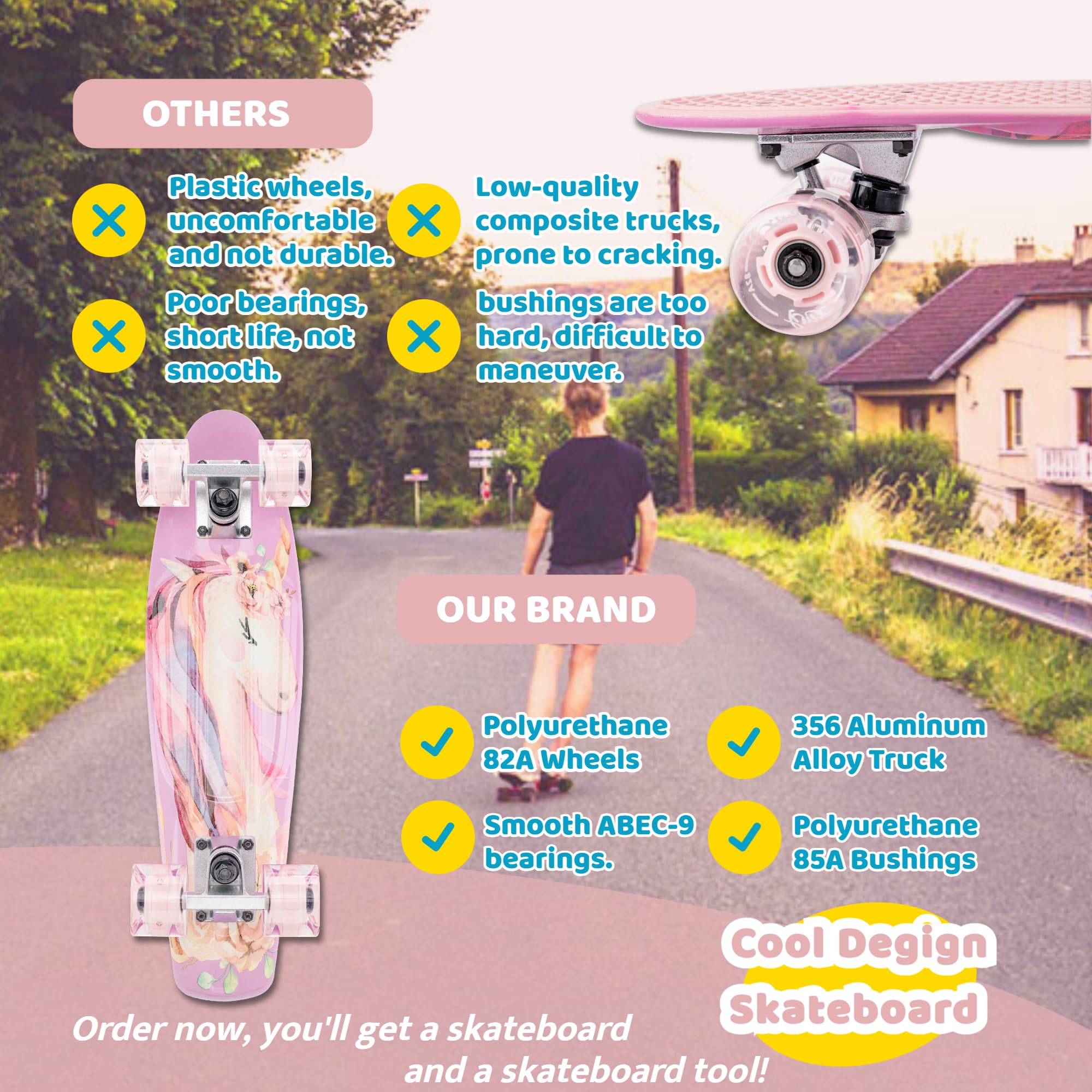KMX 56 cm / 68.6 cm Complete Mini Cruiser plastikowa deskorolka dla początkujących