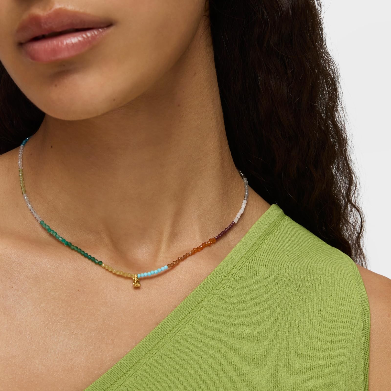 TOUS Collar de Gemas y Oso con Baño de Oro 18Kt sobre Plata de Primera Ley para Mujer de 5.35mm, Versatil y Combinable, Colección Bold Bear