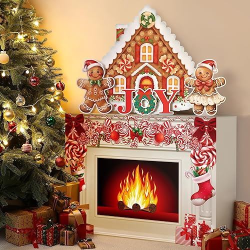 Miniatura 8 de Chimenea de cartón para Navidad, accesorio de chimenea de cartón grande 3D, centro de mesa falso con chimenea sintética para decoración de fondo