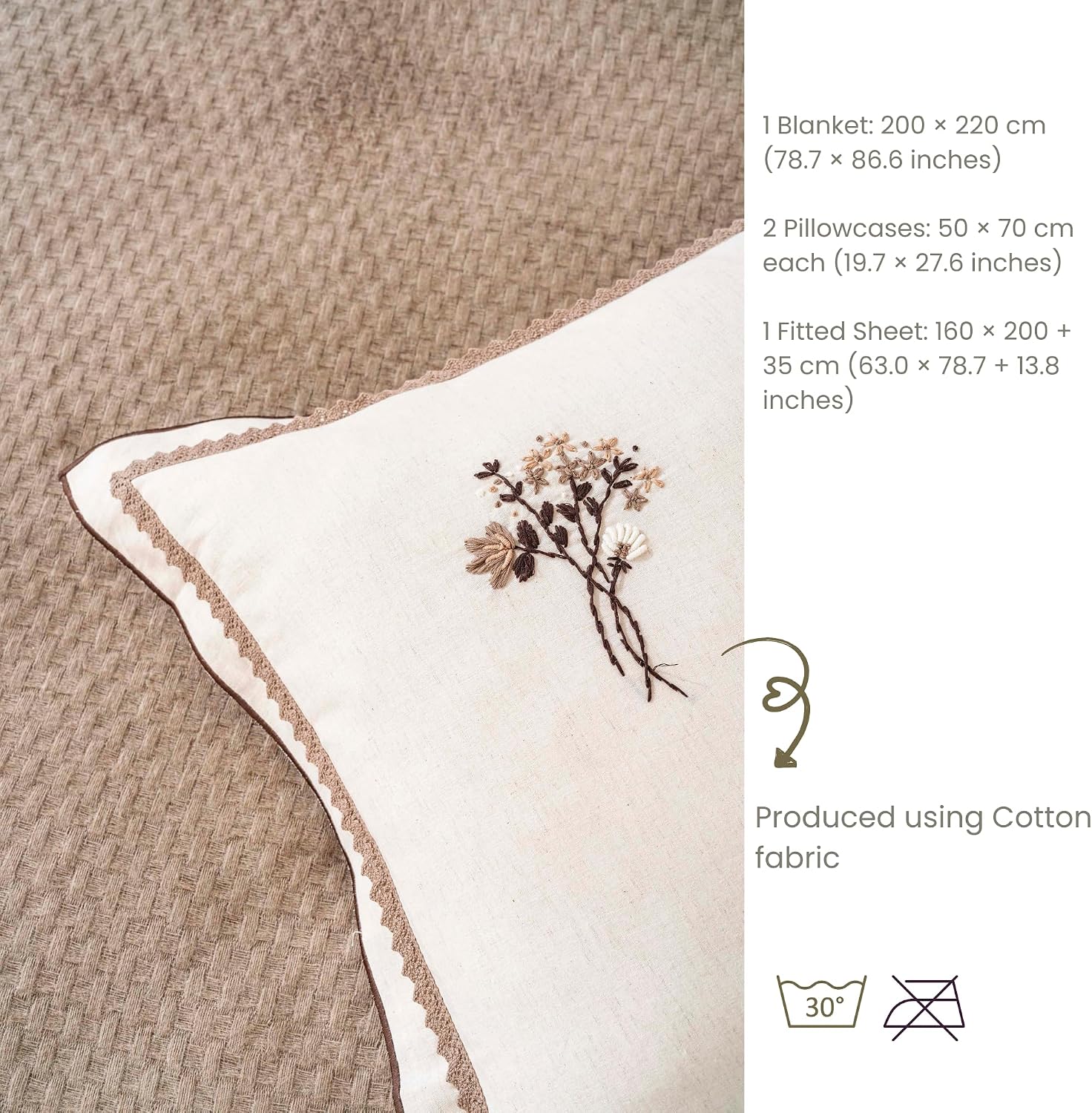 Blanket Bedding Set | 4-Piece Bed Set with Soft Blanket, Fitted Sheet & Pillowcases | Cozy & Elegant Bedding Set for Daily Use | Includes Sheet, Pillow Covers & Blanket