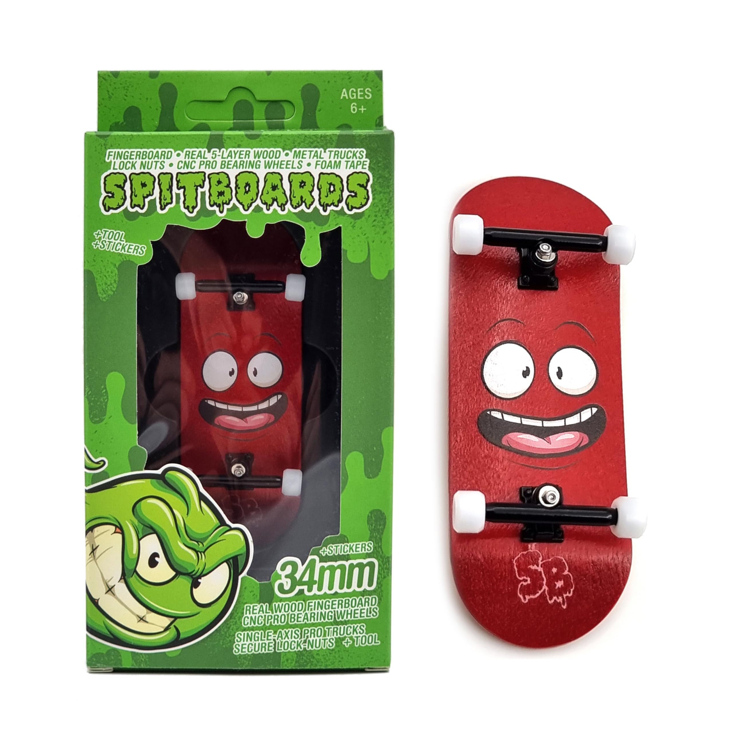 SPITBOARDS Configuración diapasón profesional 34x96 mm | Cubierta madera real | Camiones pro con tuercas bloqueo y bujes | Ruedas pro poliuretano — view 10