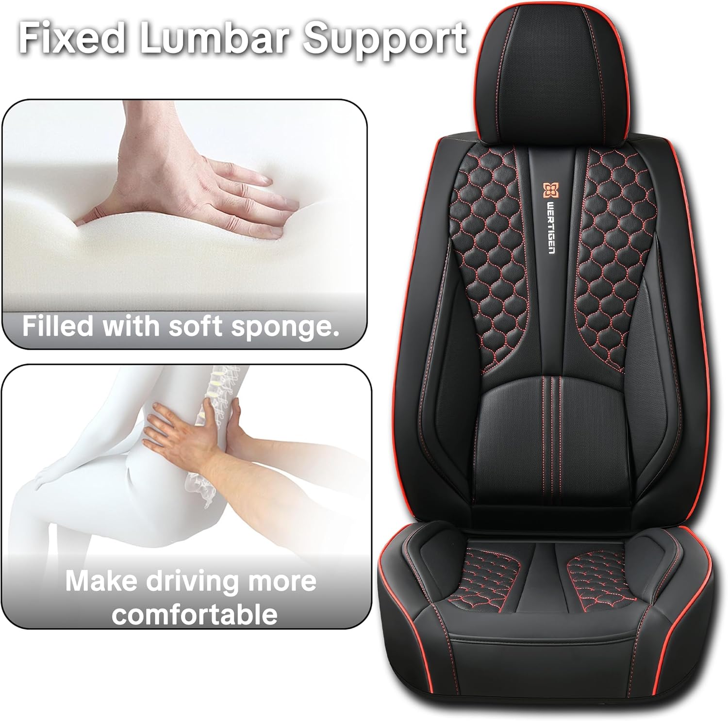 for Toyota RAV4 1996-2025 Car Seat Covers, Red Edge Car Seat Covers, Premium Leather, 5 Seats Full Set, with Lumbar Support, Anti-Slip, Beautify Interior, Beautify The Interior of Old Cars