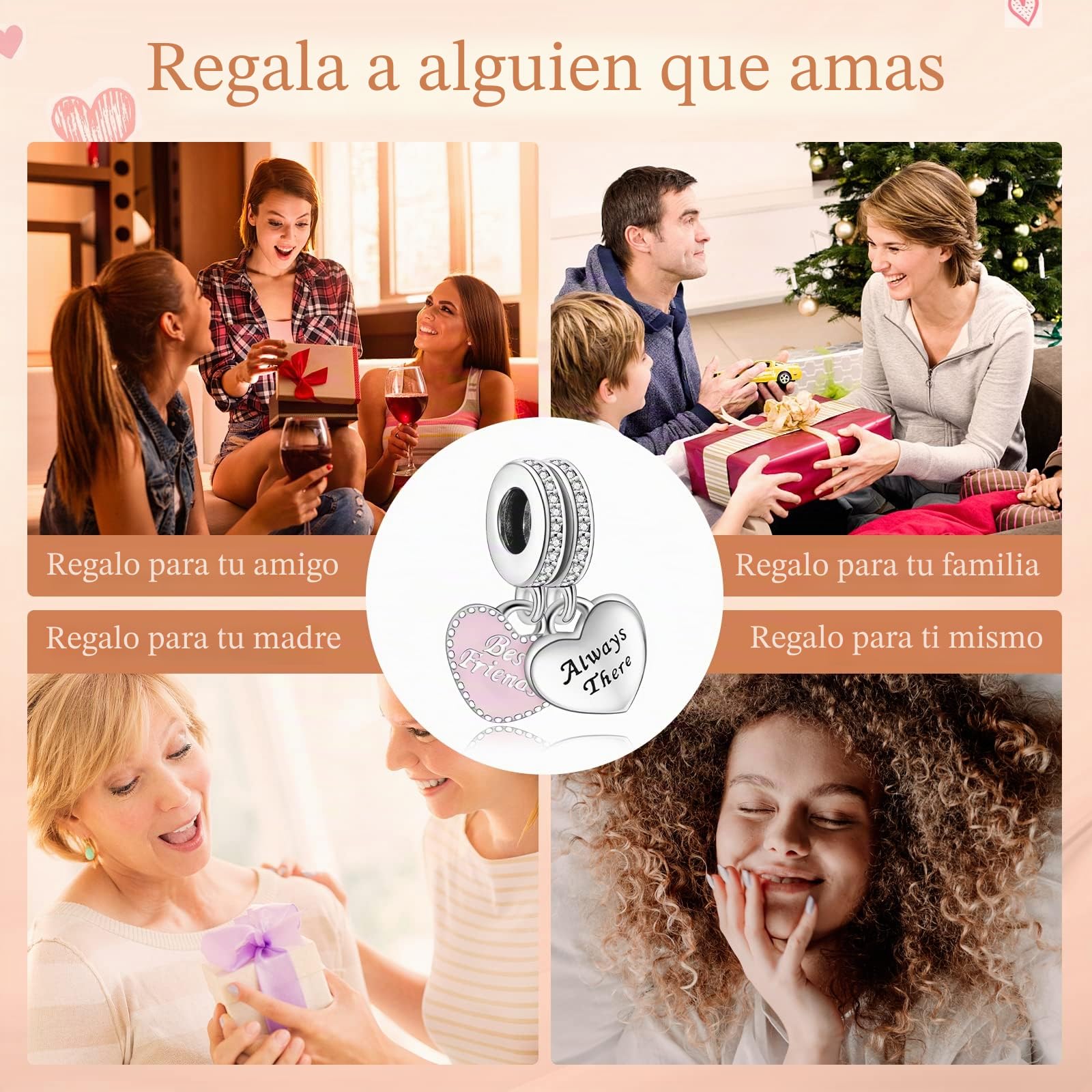 Annmors Abalorio de plata de ley 925 para pulsera y cadena Pandora
