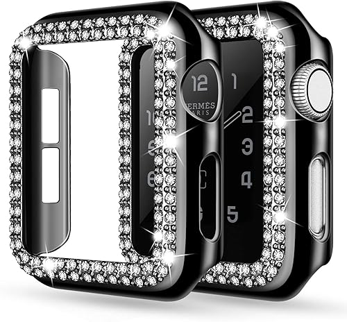 adepoy - Carcasa para Apple Watch con protector de pantalla y cristales brillantes, protección completa para iWatch Series 654321 SE