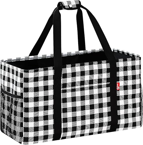 Bolsa de mano extra grande, bolsas plegables reutilizables para comestibles, bolsa plegable con marco de alambre de metal y tablero inferior