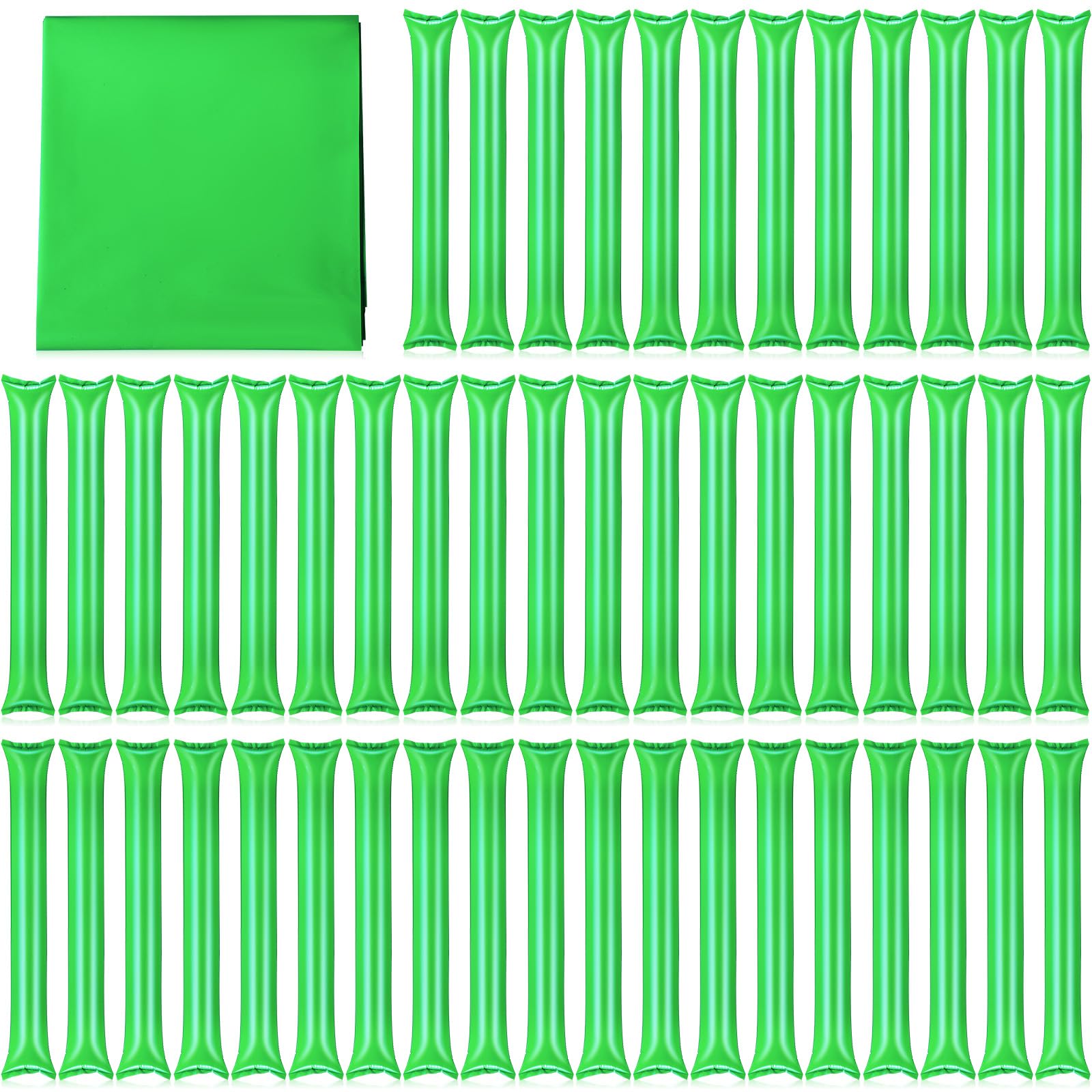 50 Pcs Thunder Sticks Thicken Sporting Cheerleading Team Boom Sticks Cheering Sticks Plastic Clapper Inflatable Noise Makers Sporting Cheers Basketball Football Events Dance Party (Green)