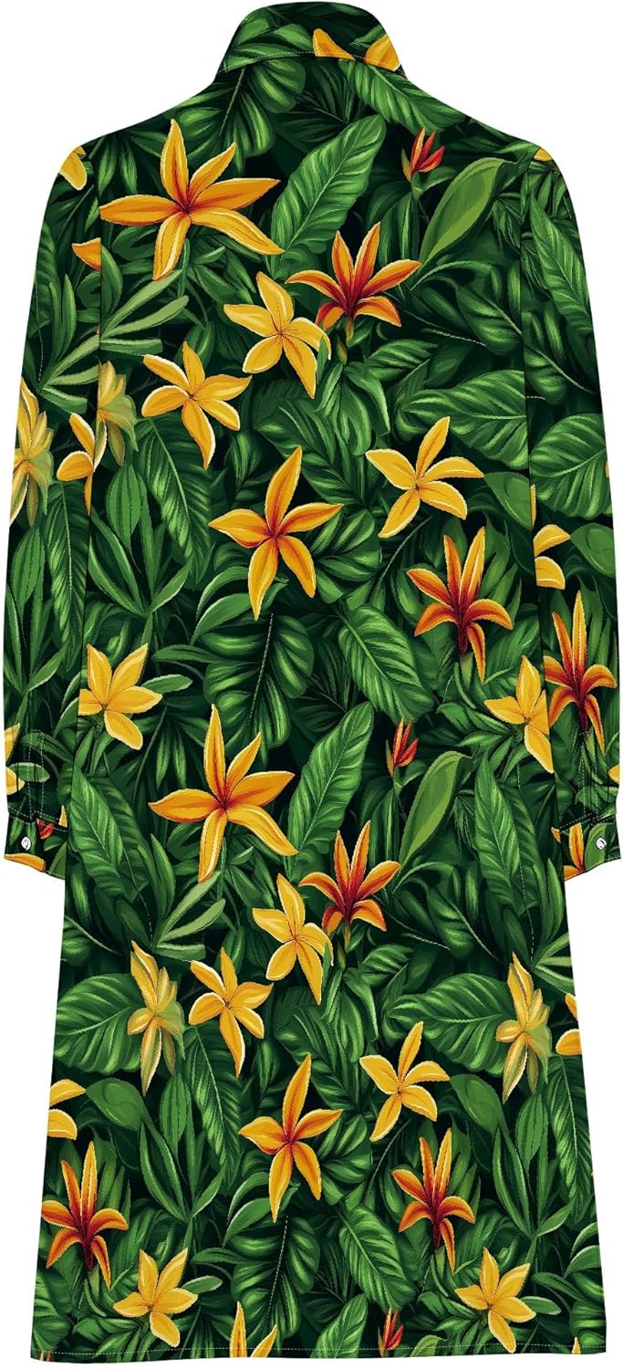 Shirt Dresses for Women 2025 Summer Long Sleeve Casual Plus Size Floral Printed Beach Vacation Dress with Pockets - Image 6