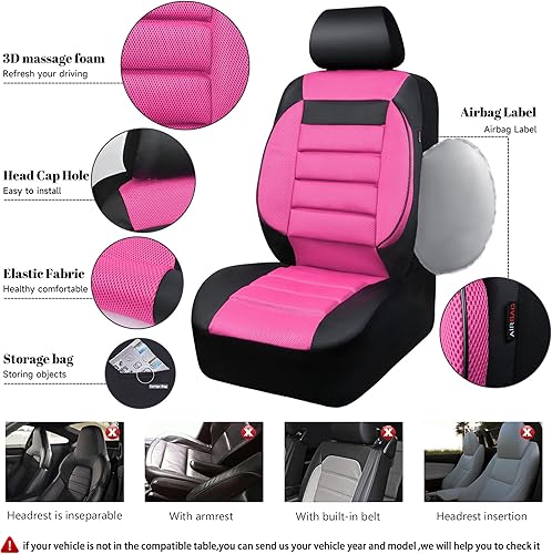 Miniatura 4 de CAR Pass Juego completo de fundas de asiento de automóvil de espuma 3D de cuero 3D, fundas de asiento de automóvil de malla de aire, para todas las