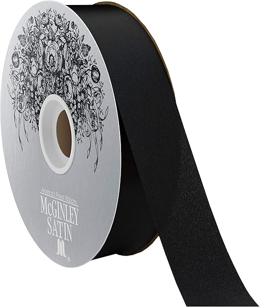 McGinley Mills 1.3" W Acetate Satin Ribbon, Black, 100 Yard Spool