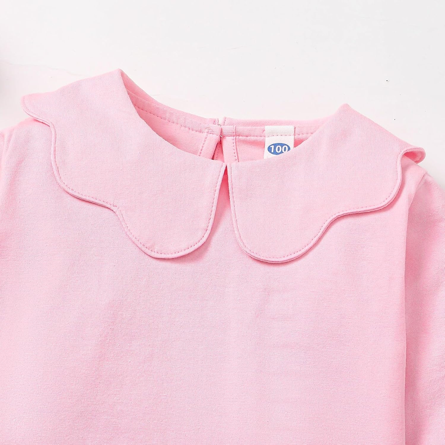 12M-12Y Toddler Baby Girls Ruffle Collar Blouse Kids Girl Solid Color T-Shirts Casual Tee Tops - Image 4