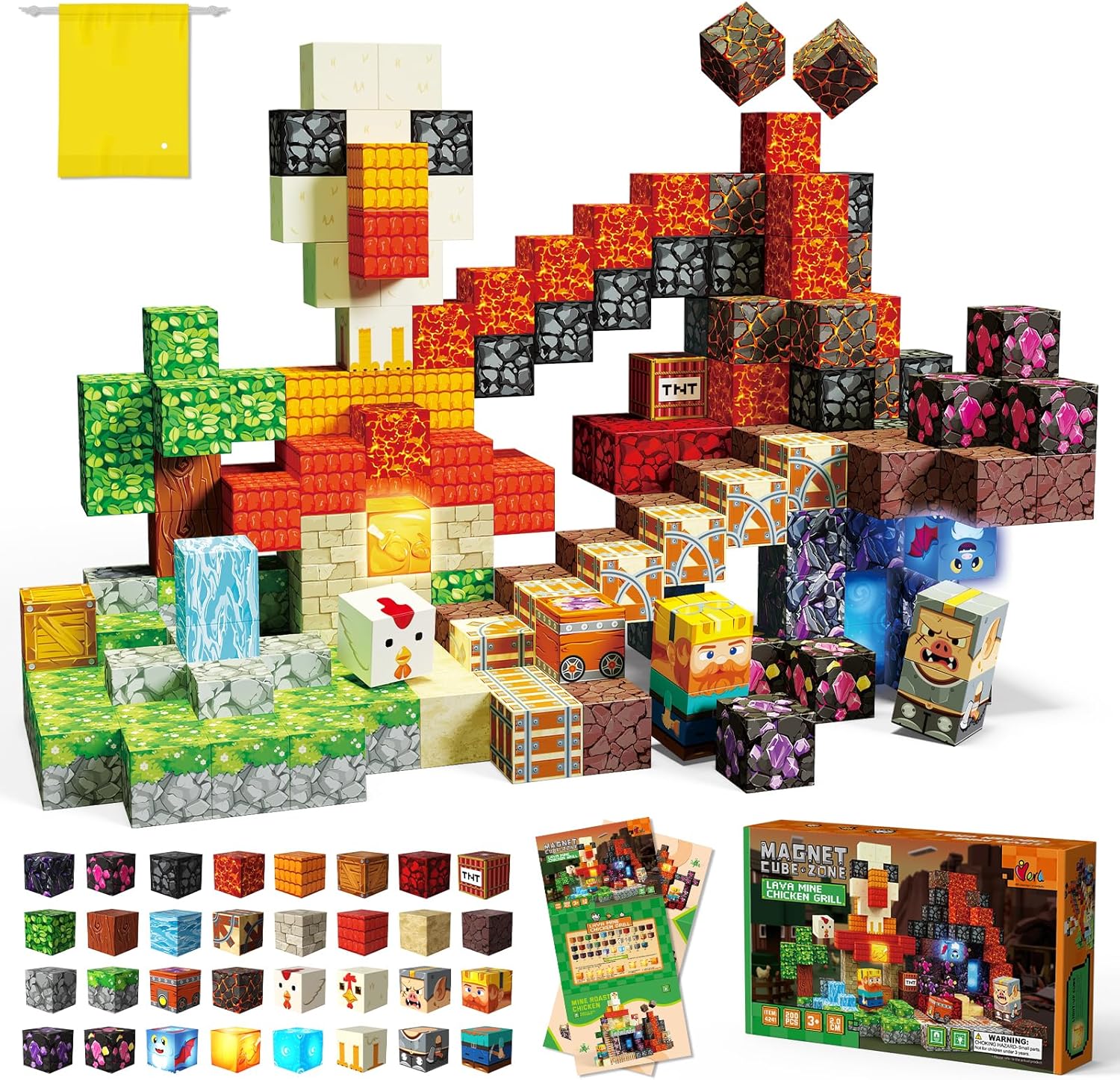 Magnetic Blocks 200PCS, STEM Educational Building Toys for Toddlers 3+, Large 0.8in Magnet Cubes Sensory Toys, Creative Stacking Construction Set, Preschool Learning Birthday Gift for Boys Girls