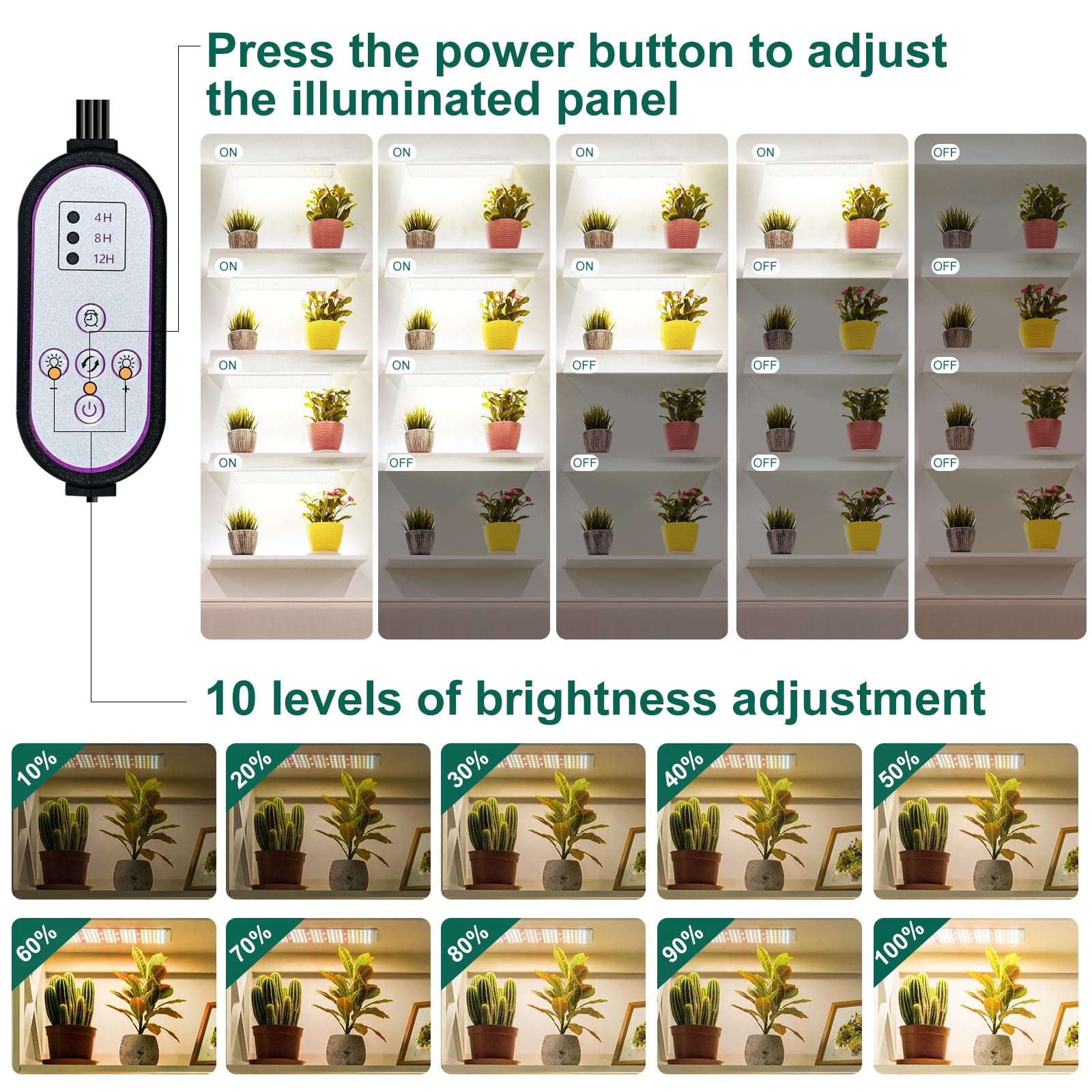 4 Lampade Crescita Piante Con Timer - LED Spettro Completo 30W Per Interni - Foto 9