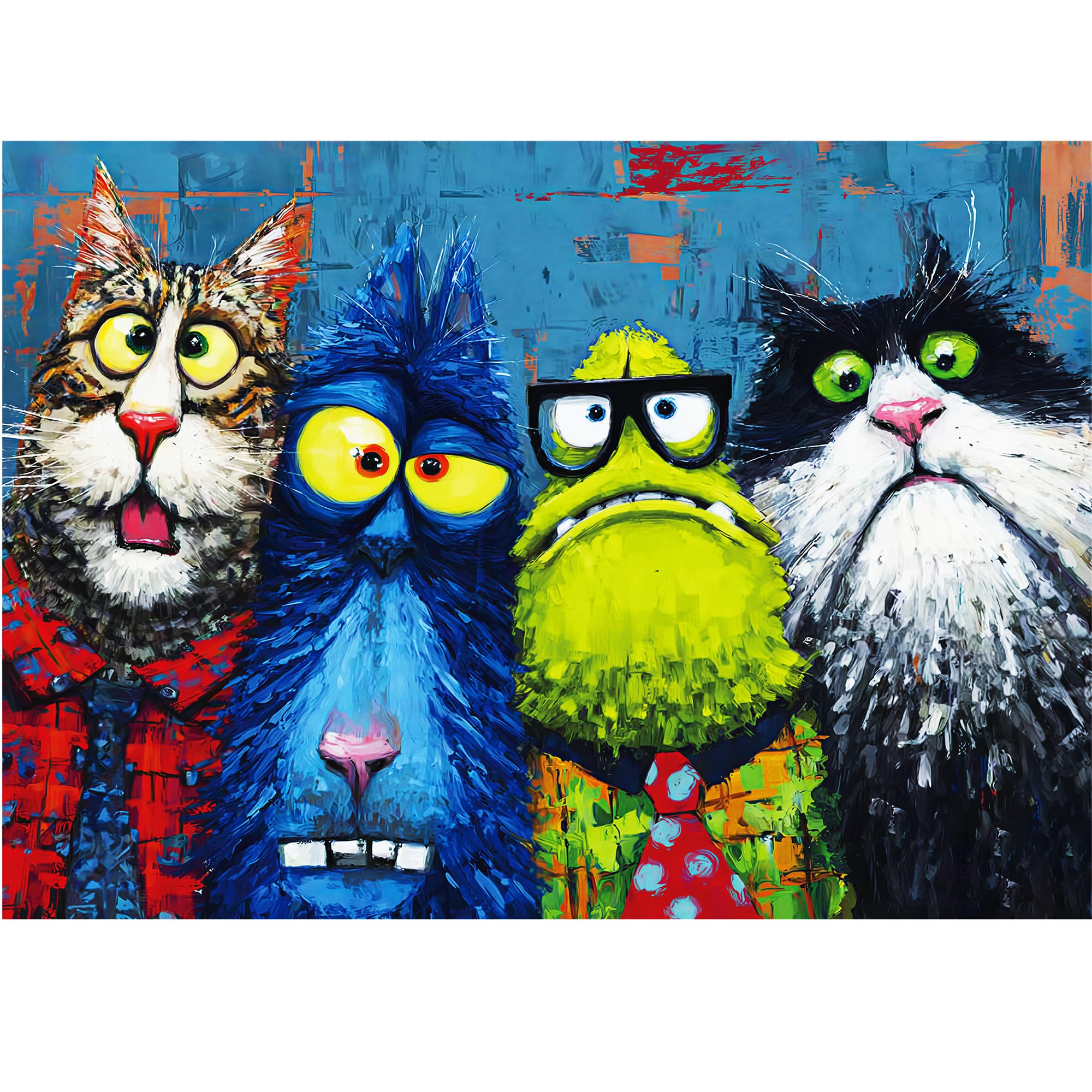 1000 Piece Puzzle for Adults, XURLEQ Funny Cat Puzzle, Fun and Challenging Jigsaw Puzzles, Cool Animal Puzzle for Family Game Night, Gift for Birthday, Premium Matte Finish, 27.56 x 19.68 Inches