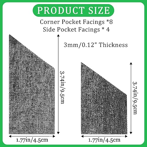 Miniatura 7 de Podoy Kit de repuesto de mesa de billar de 8 pies, parachoques de mesa de billar (juego de 6) con tela de fieltrorevestimientos de cojín (juego de