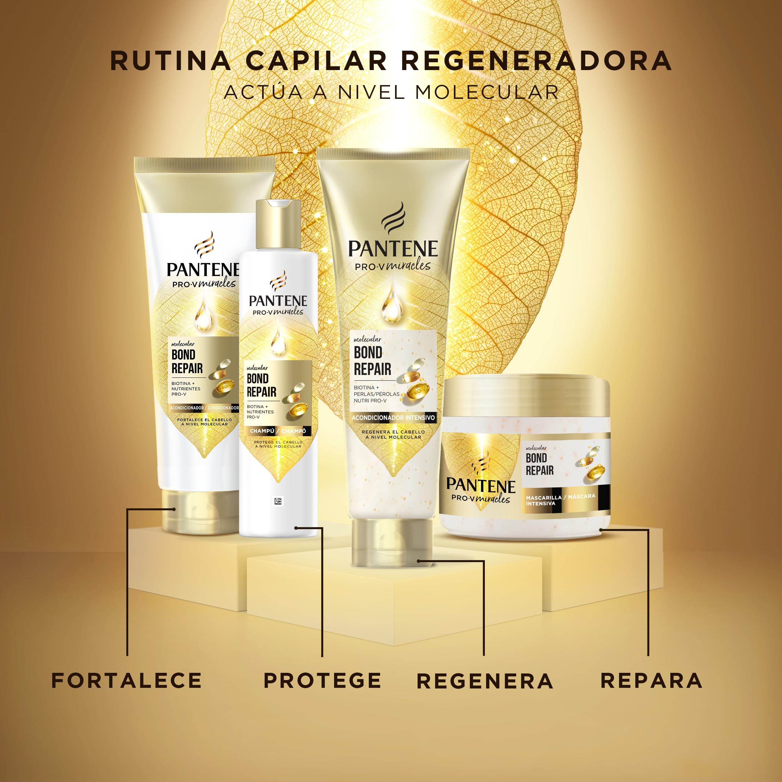 Pantene Pro-V Miracles Bond Repair Champú, Mascarilla y Acondicionador Pelo | Formatos de 300 y 150 ml, Cuidado Intensivo para el Cabello Seco y Dañado
