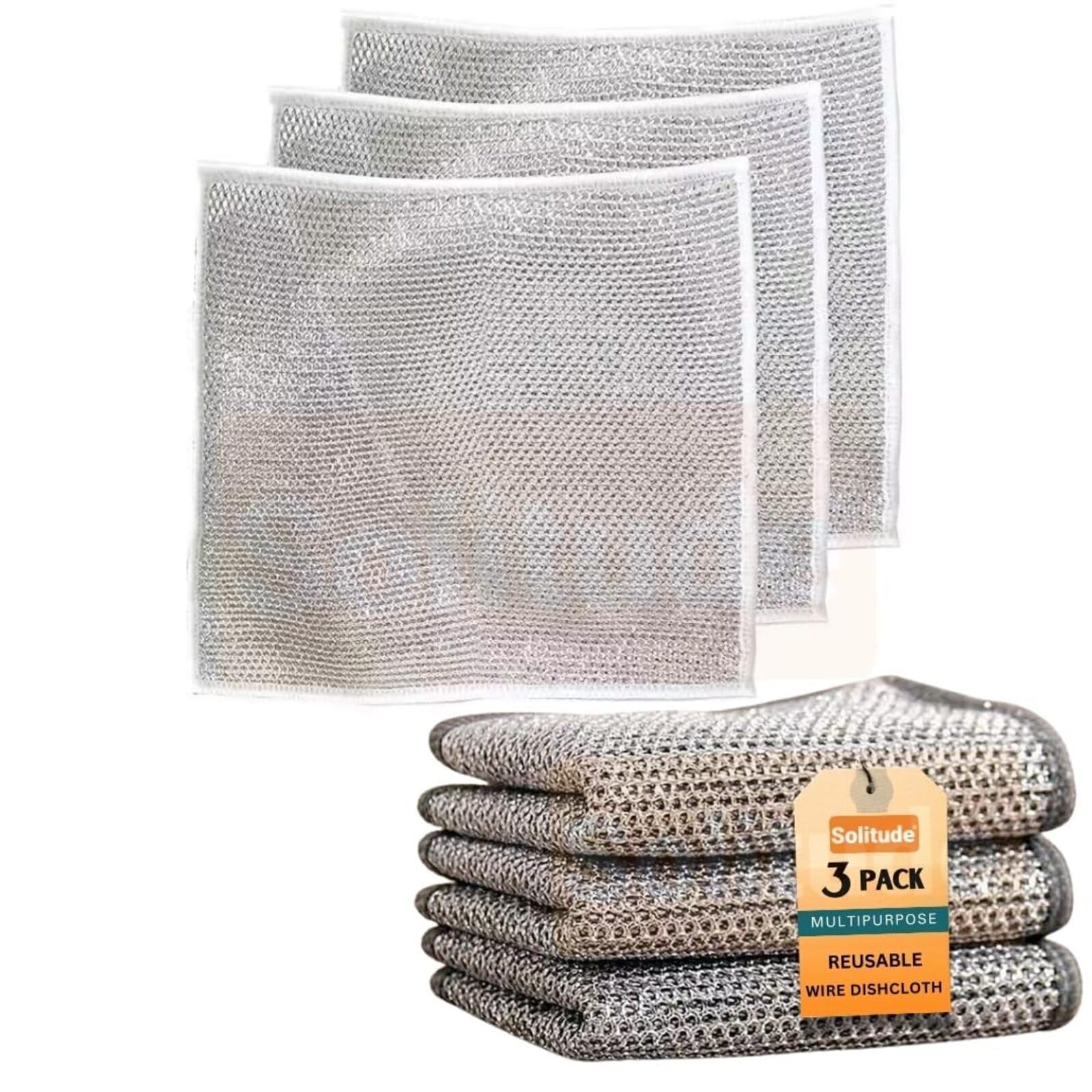 Solitude 3 Pcs Non-Scratch Wire Dishcloth, Multipurpose Wire Dishwashing Scrubber for Wet and Dry, Easy Rinsing, Reusable, Wire Cleaning Cloth for Kitchen, Sinks, Pots, Pans (B0CZ495XCY) Amazon Price History, Amazon Price Tracker