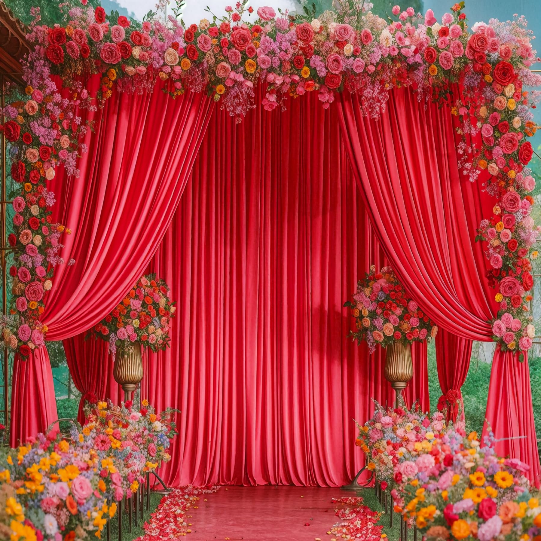 Red Backdrop Curtains for Weddings Parties, 10ft Long Wrinkle Free Red Curtains Polyester Photography Backdrop Drapes for Wedding Birthday Party Baby Shower Bridal Shower Photoshoot Decorations