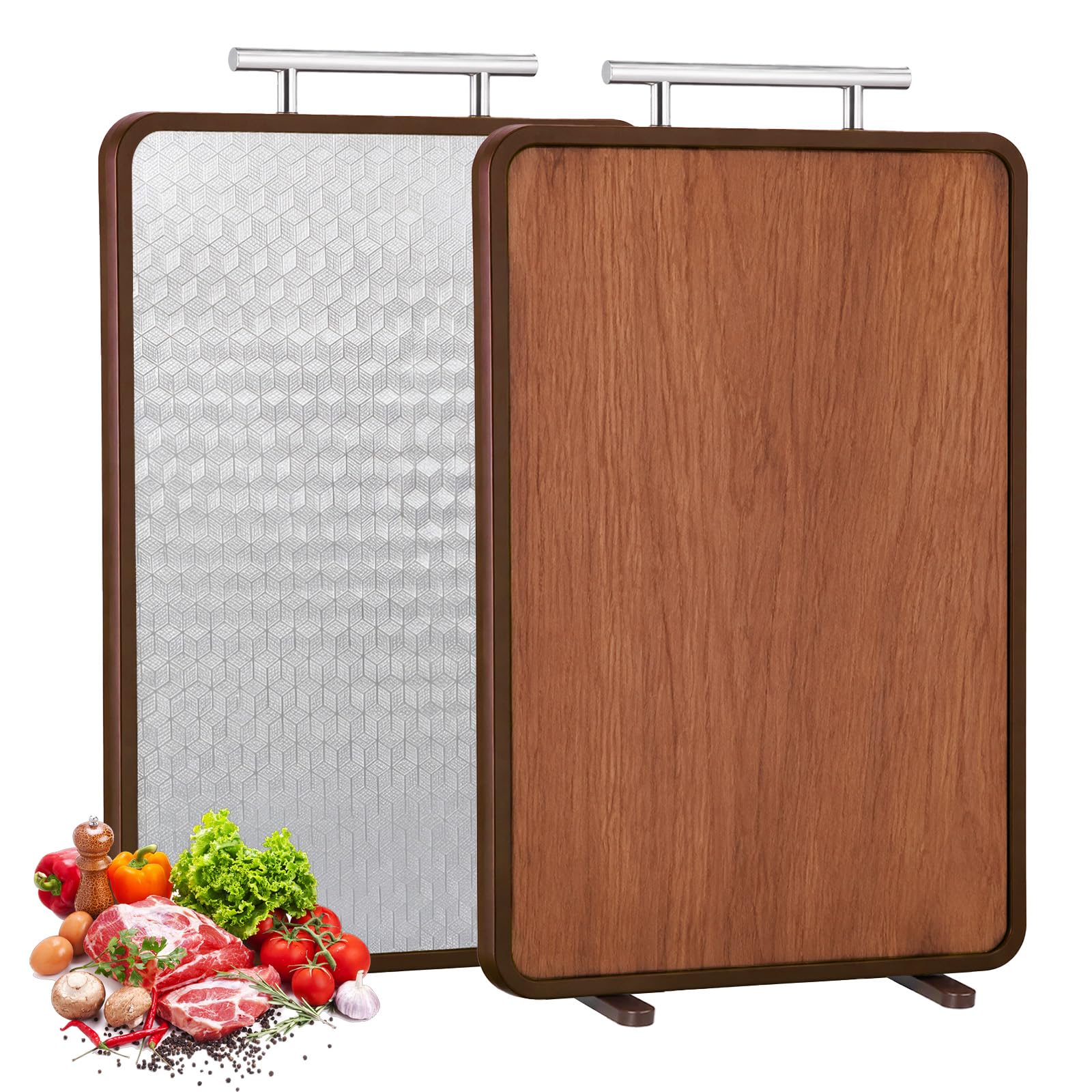 Lubardy Tagliere Double-face in legno e Acciaio Inox 38x28x2cm