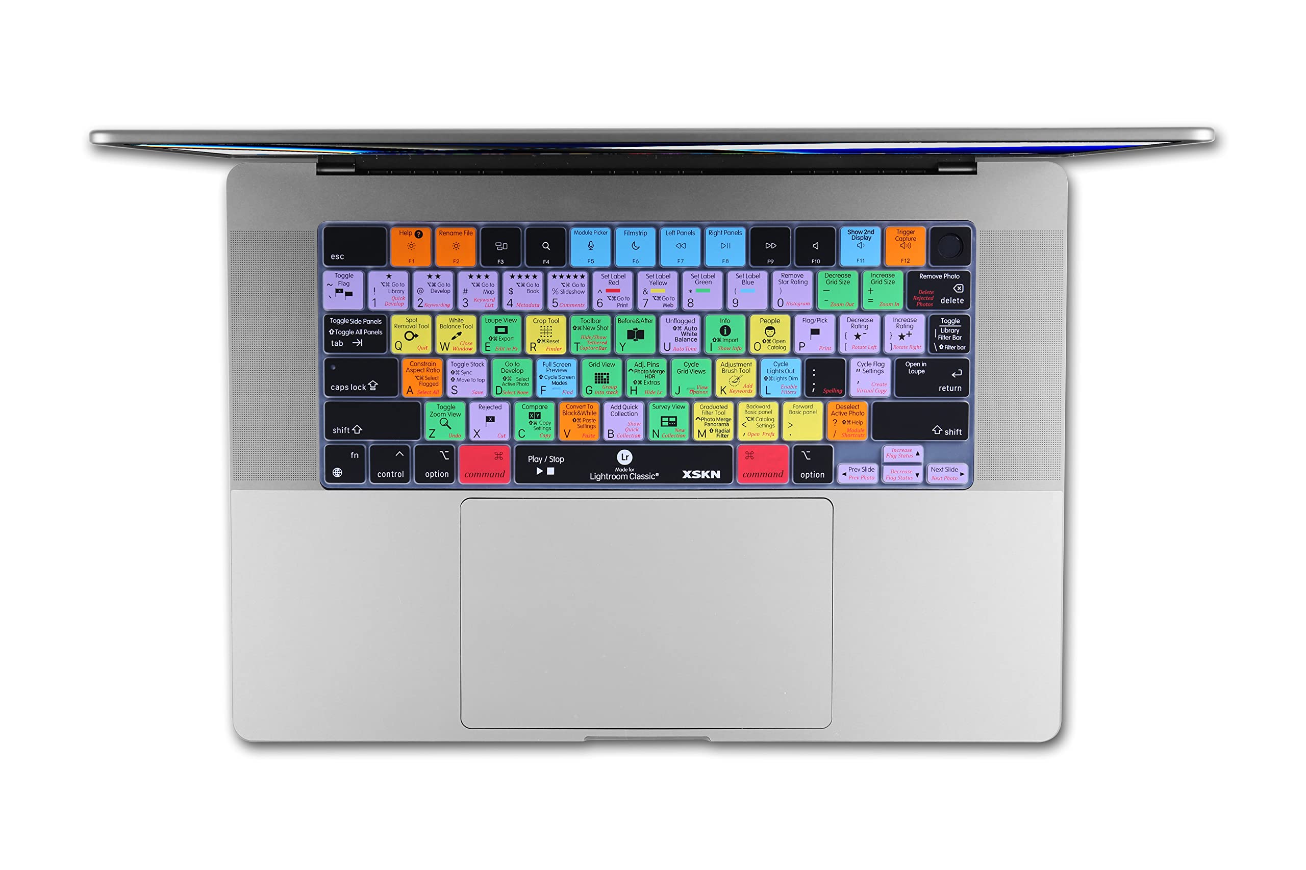 XSKN Lightroom Classic Shortcut US Layout Silicone Keyboard Cover Skin for 2021 Released MacBook Pro 14 inch A2442 16 A2485 with ( M1 Pro/Max chip ) Liquid Retina XDR Display Touch ID (K-401)