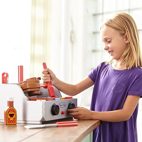 Miniatura 5 de Melissa & Doug Juego de comida para asar y parrilla de madera para barbacoa (24 piezas)