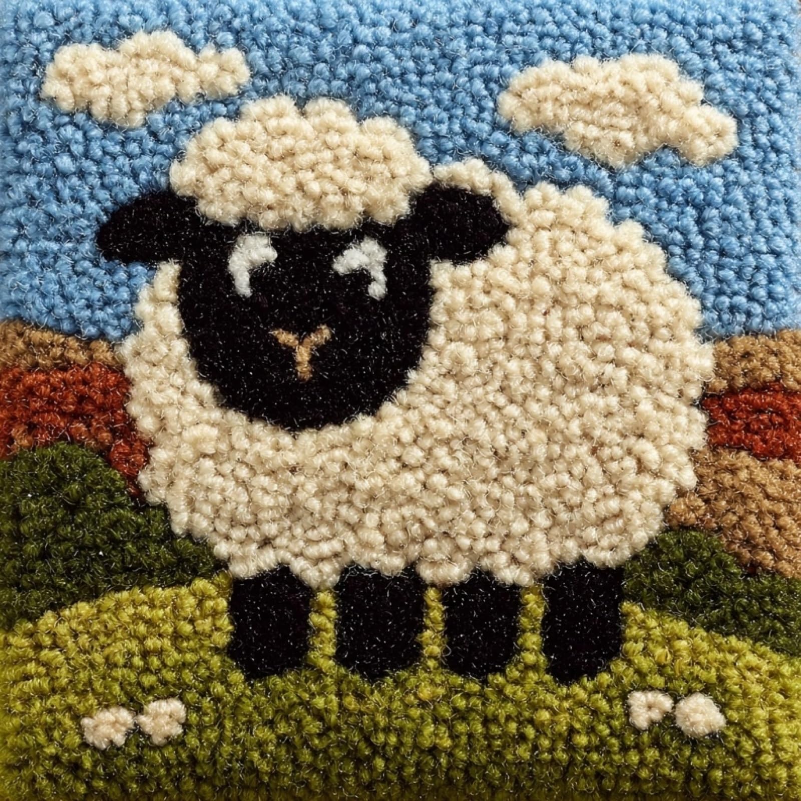 AxiangziK Beginners DIY Crochet Pillow Kit,Sheep