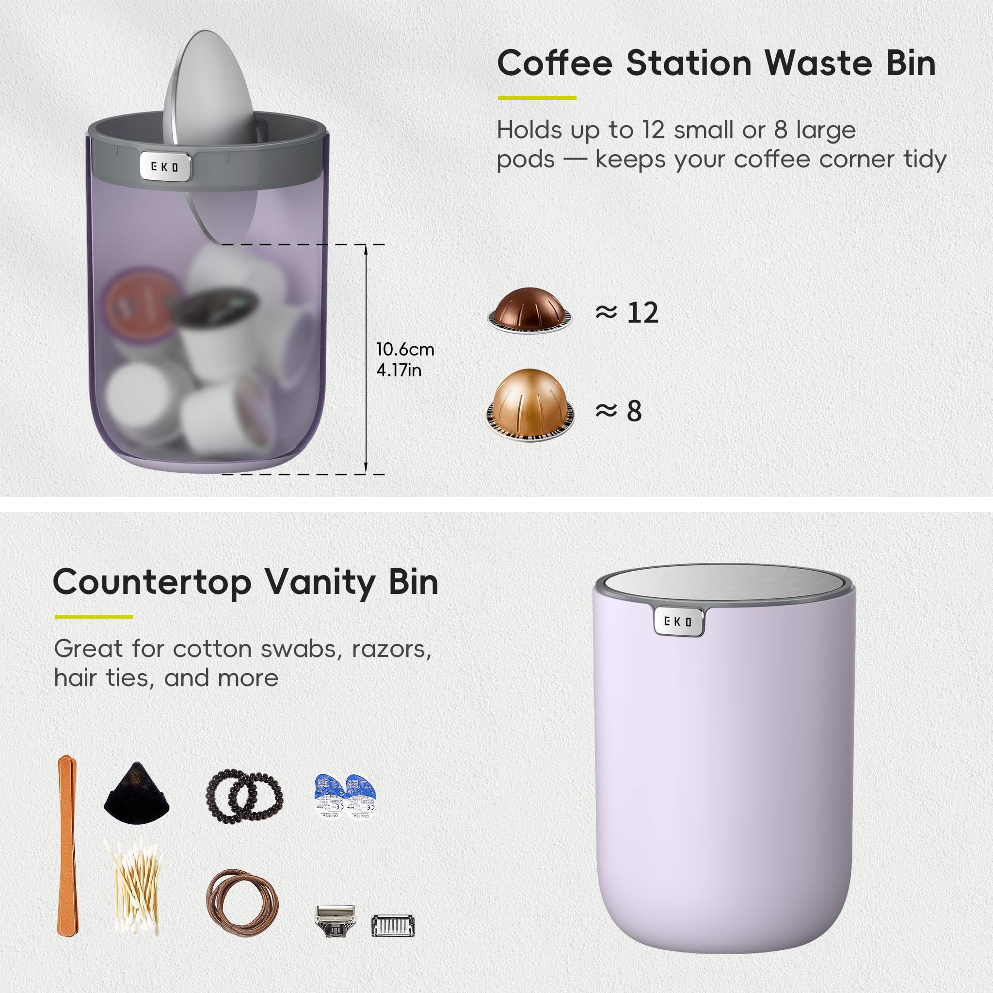 EKO Mini Desk Trash Can - Lavender -3