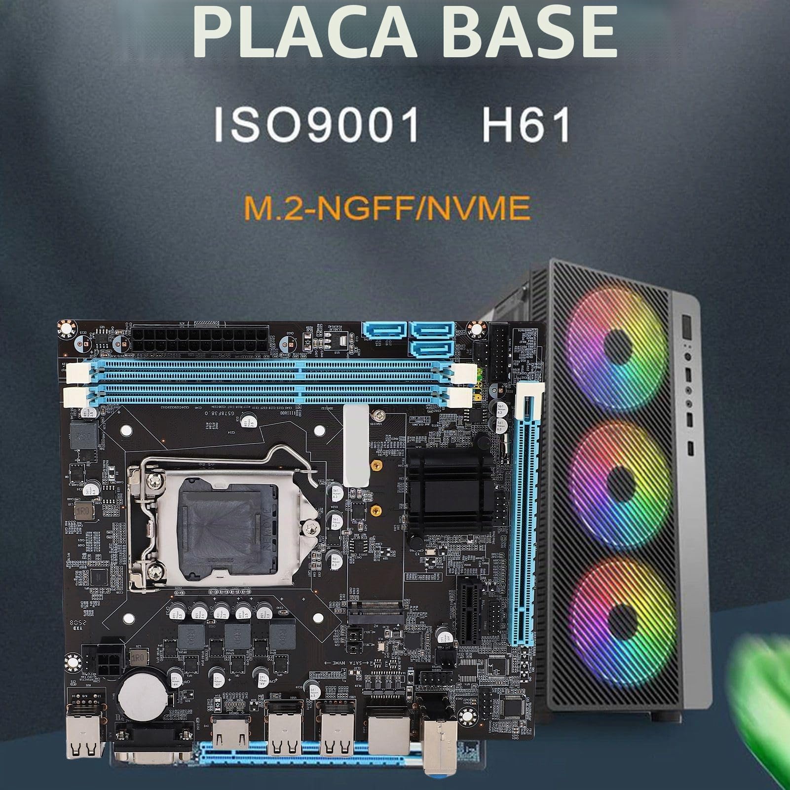 Lazmin112 Placa Base para Juegos H61 LGA 1155, Placa Base para Computadora Micro ATX, con Ranuras, DDR3 de Doble Canal, Placa Base de Escritorio para LGA1155 Socket I3 I5 I7