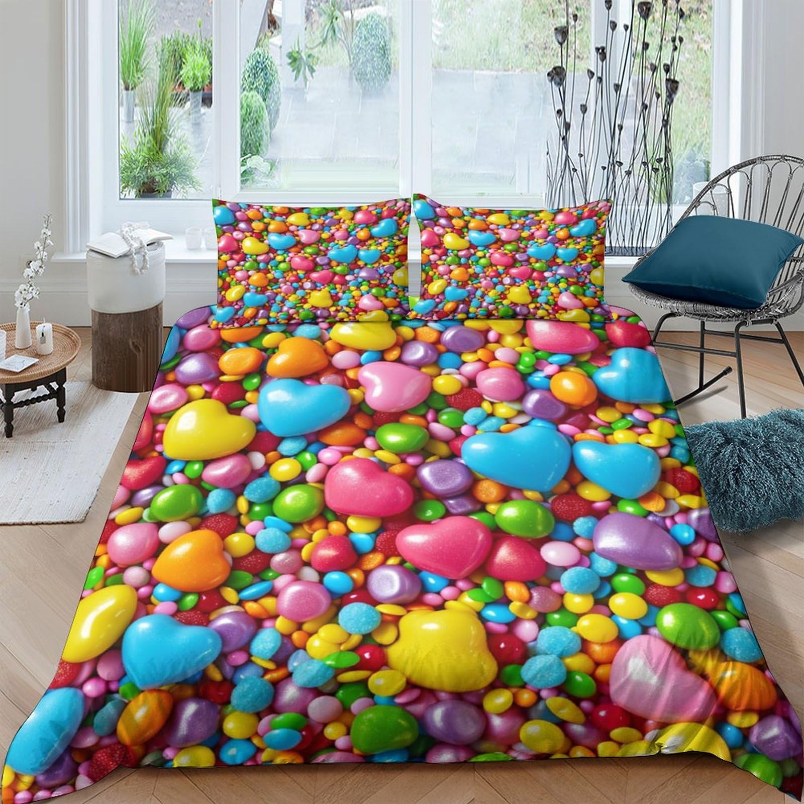Housse de couette bonbons microfibre douce et respirante 200x200cm