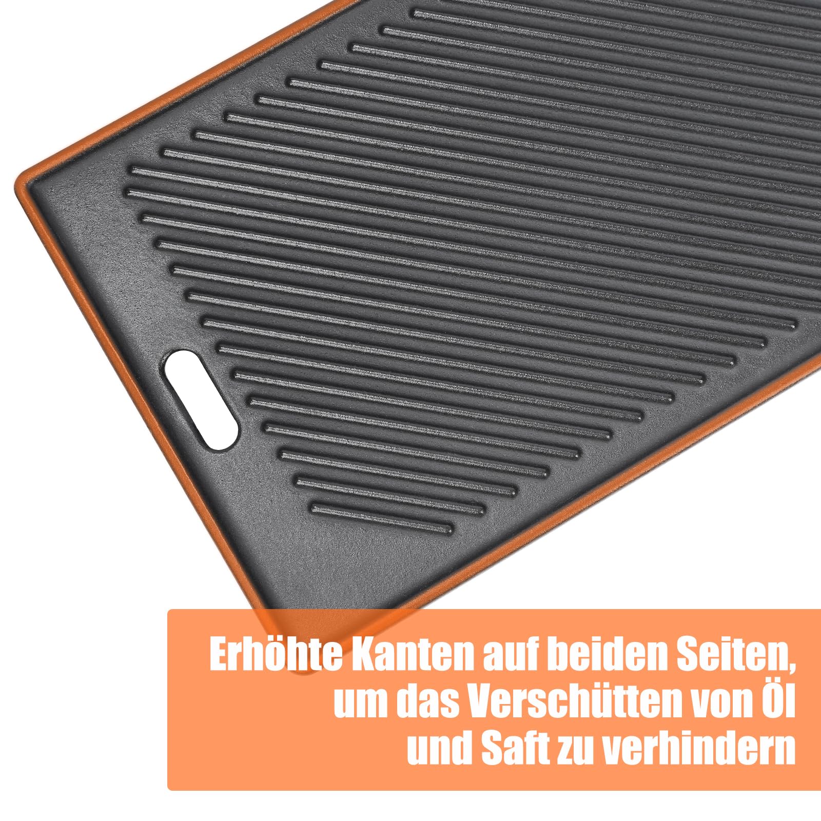 GFTIME 45 x 24cm Wendeplatte Gusseisen für alle RÖSLE VIDERO G2-, G3-, G4- und G6-Modelle (ab Modelljahr 2021), Universal Gusseisen Grillplatte Gasgrill Zubehör, 1 Stück