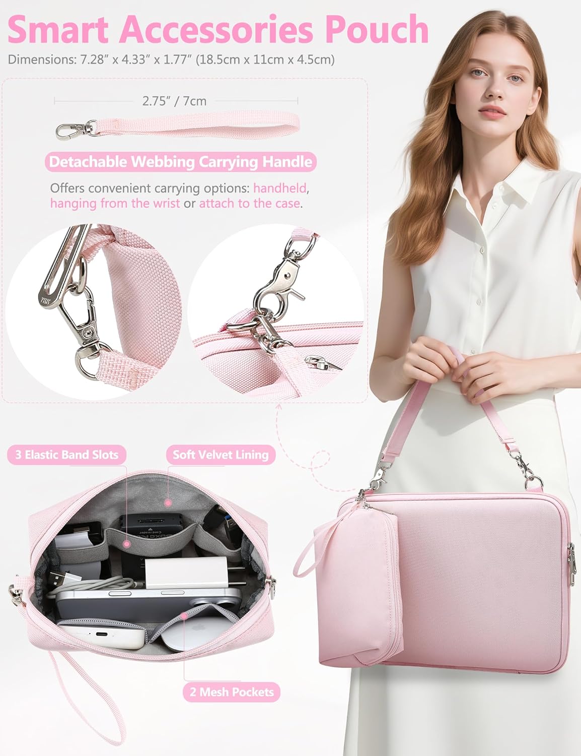 HYZUO 17-17.3 Inch Hard Shell Case Laptop Sleeve Bag for HP Envy/OMEN 17, LenovoThinkPad P16, ASUS ZenBook Pro/VivoBook Pro 17, Dell Alienware M17, LG gram 17, Razer Blade 17, Pale Pink