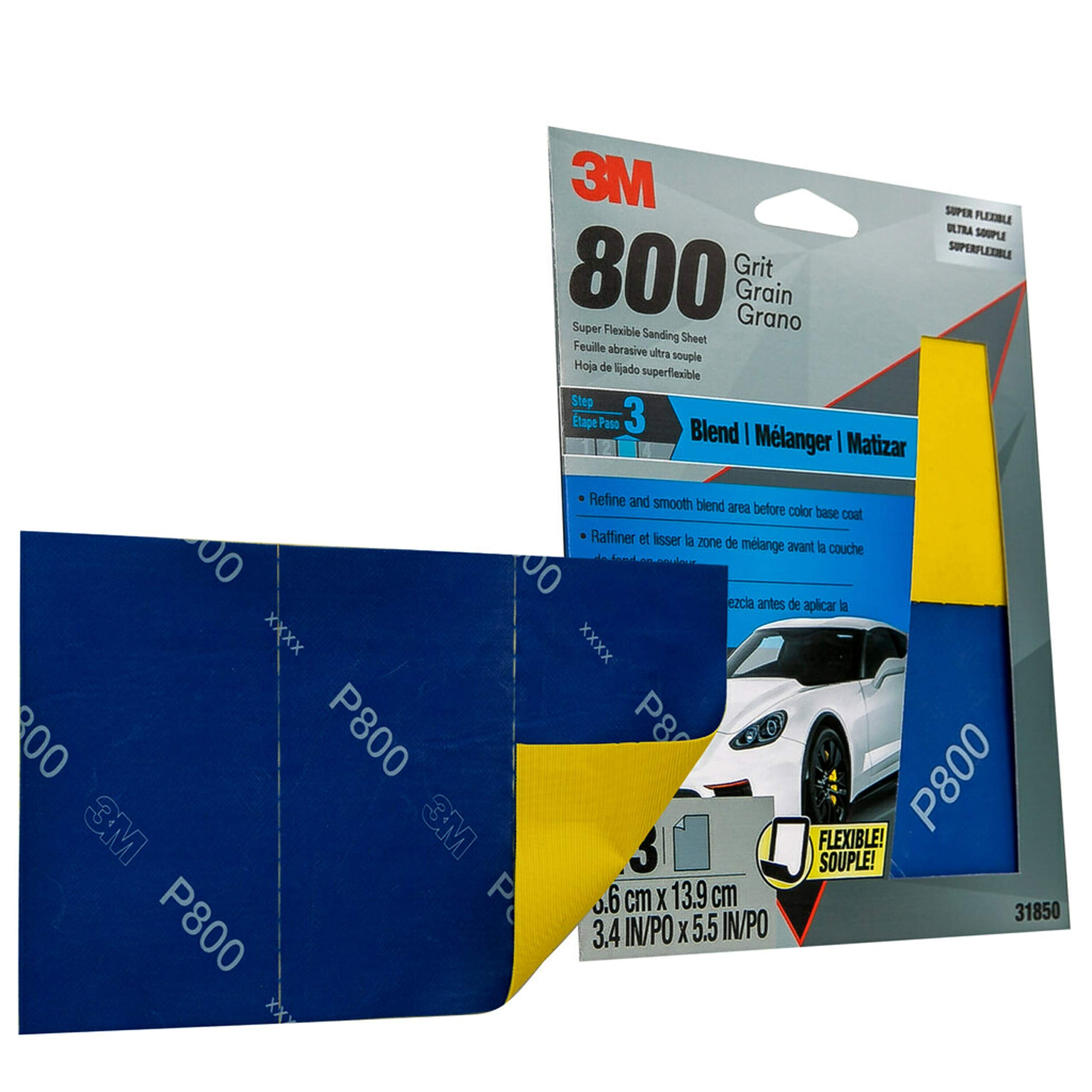 Amazon.com: 3M Super Flexible Sanding Sheets, 31850, 800 Grit, 3.4