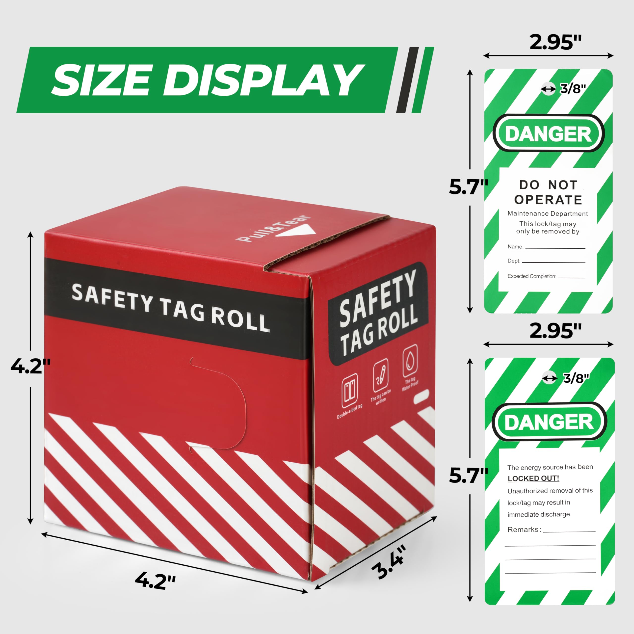 Zoleker 200PCS Lockout Tagout Lockout Tags by-The-Roll, OSHA Compliant Loto Tags for Lock Out Tag Out, Equipment Repair, Waterproof PP-Cardstock Tear-Resistant Warning Lable 5.7