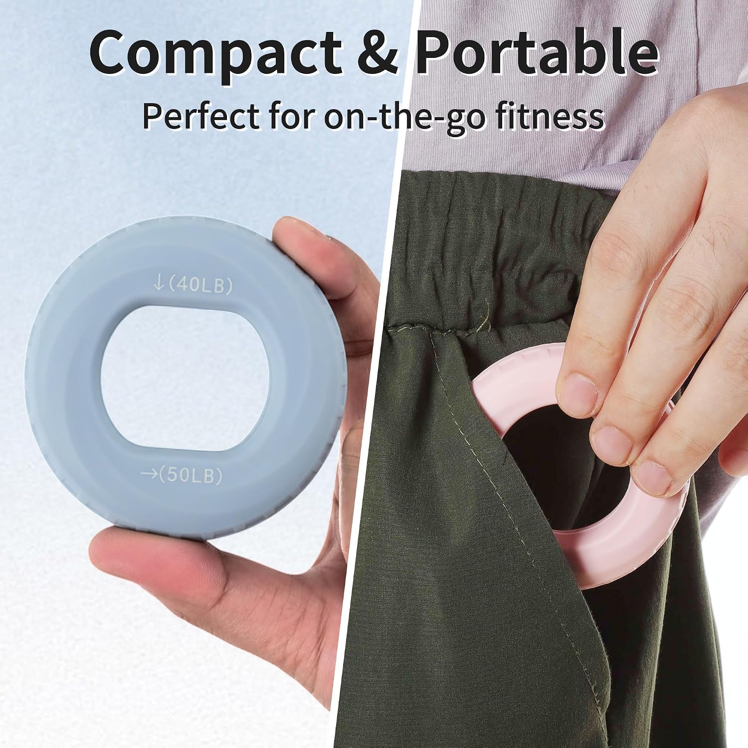 Hand Grip Strengthener, Adjustable Strength Grip, Silicone Grip Circle, for Men Adult, 2 Pcs