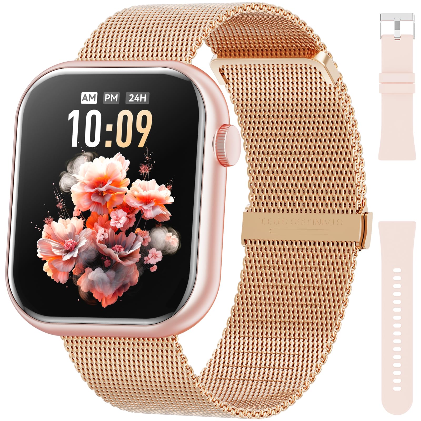 Montre connectée pour homme femme, écran de 1,85" avec appel Bluetooth et réponse mains libres, montre intelligente avec podomètre, moniteur de fréquence cardiaque, montre de fitness pour Android