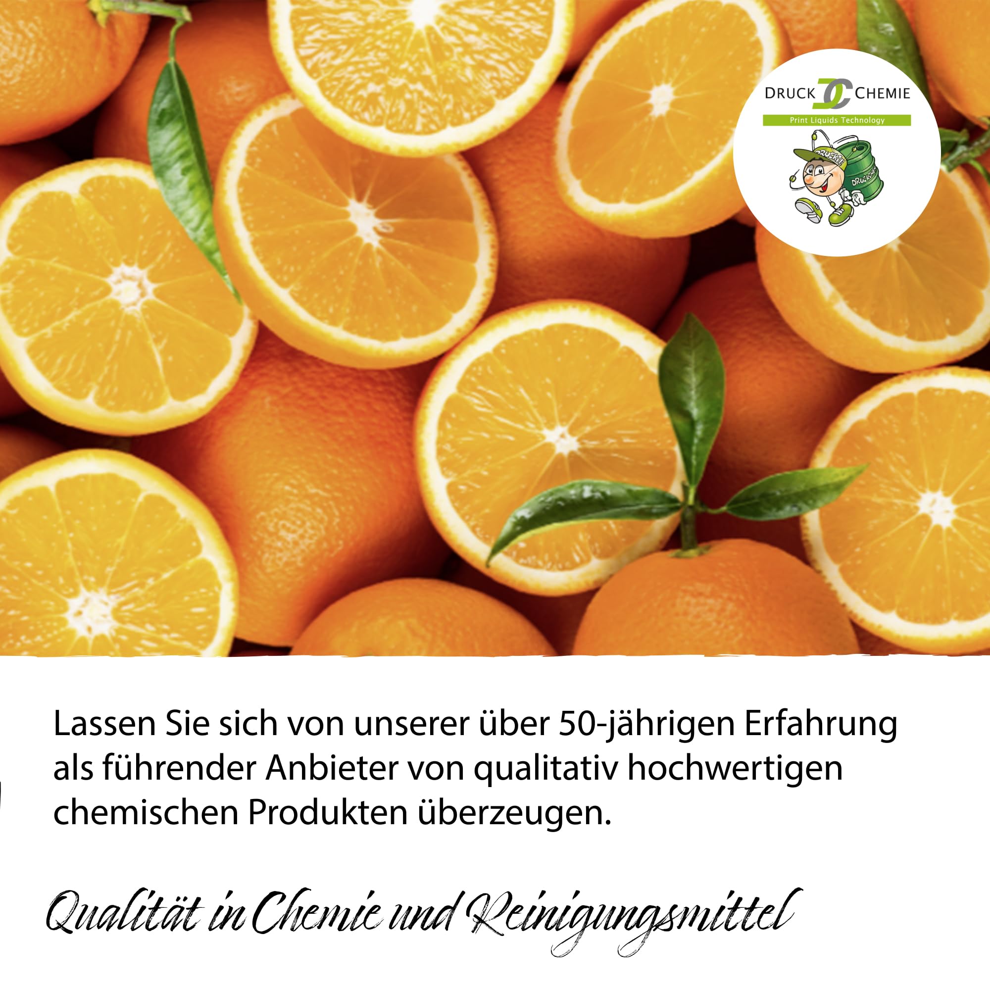 DC DruckChemie GmbH Orangenterpene 10L - Kraftvoller Orangenreiniger zum Lösen hartnäckiger Klebereste - Orangenreiniger für nahezu alle Oberflächen