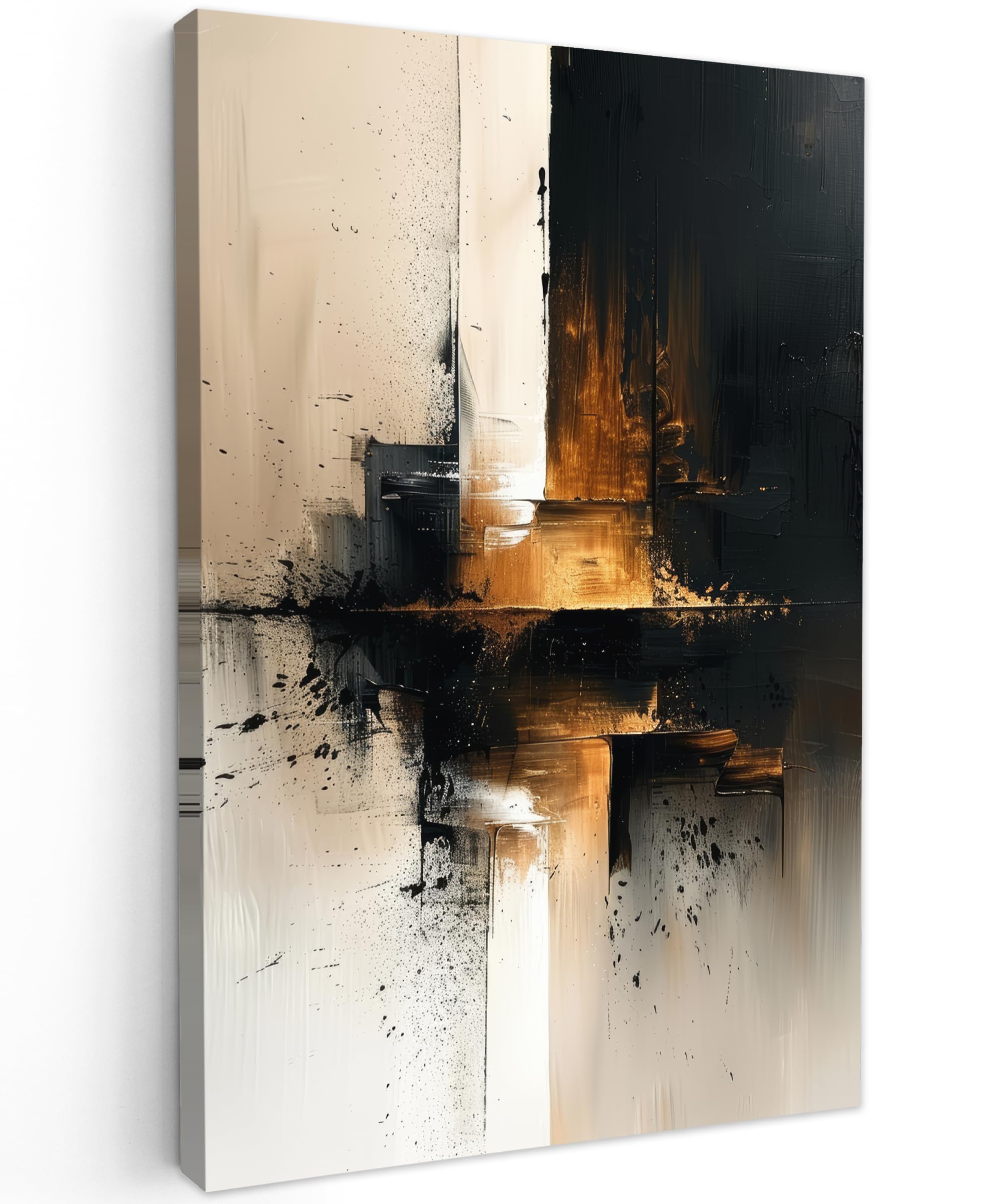 MuchoWow© Canvas Wall Art Work 16"x24" / 40x60 cm Room Decor Painting Wallfillers Picture Decoration Prints Modern art - Black - Gold - Luxury — image 1